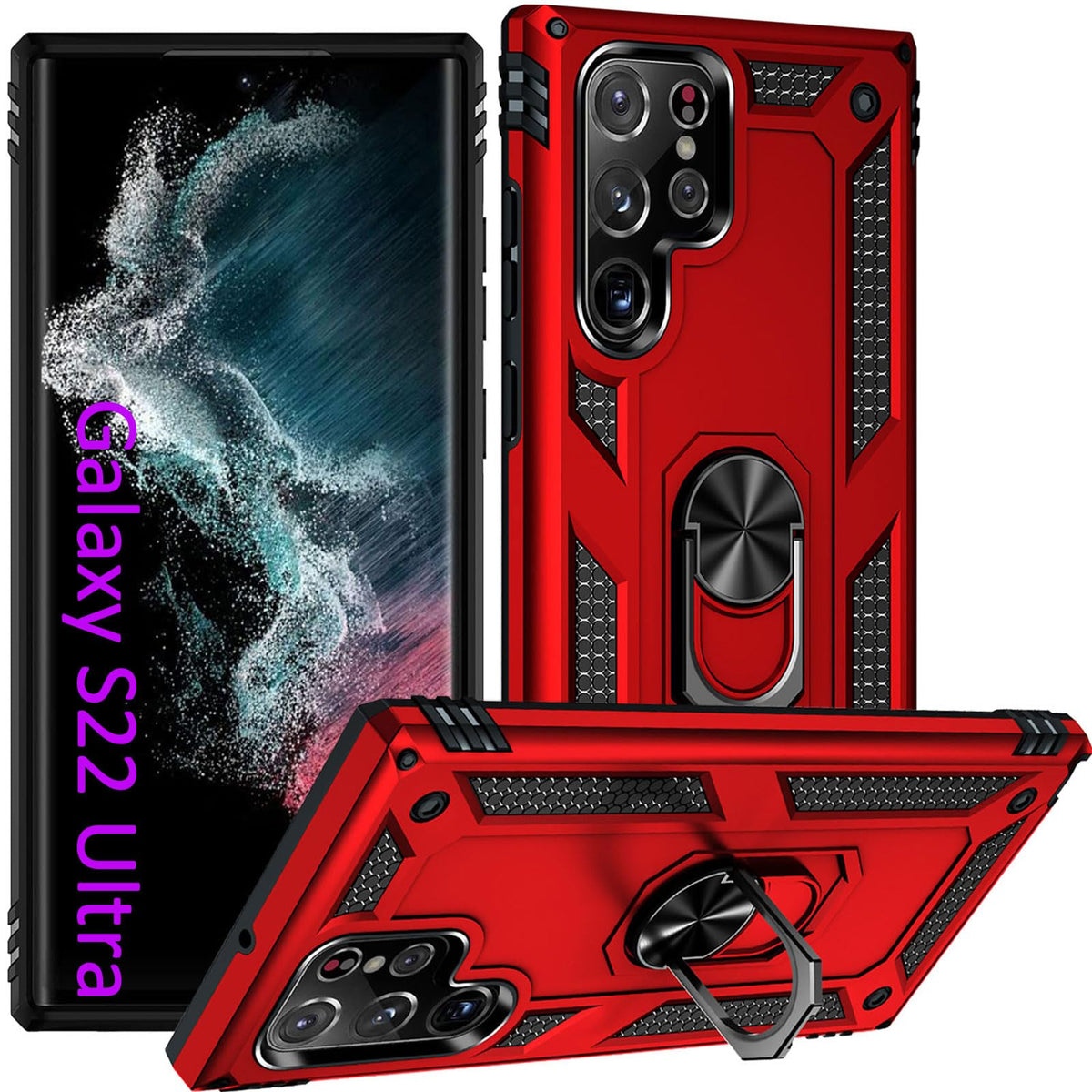 Addit Phone Case For Samsung S22 Ultra Case Samsung Galaxy S22 Ultra Phone Case, Military Grade, Heavy Duty, With Ring Holder St