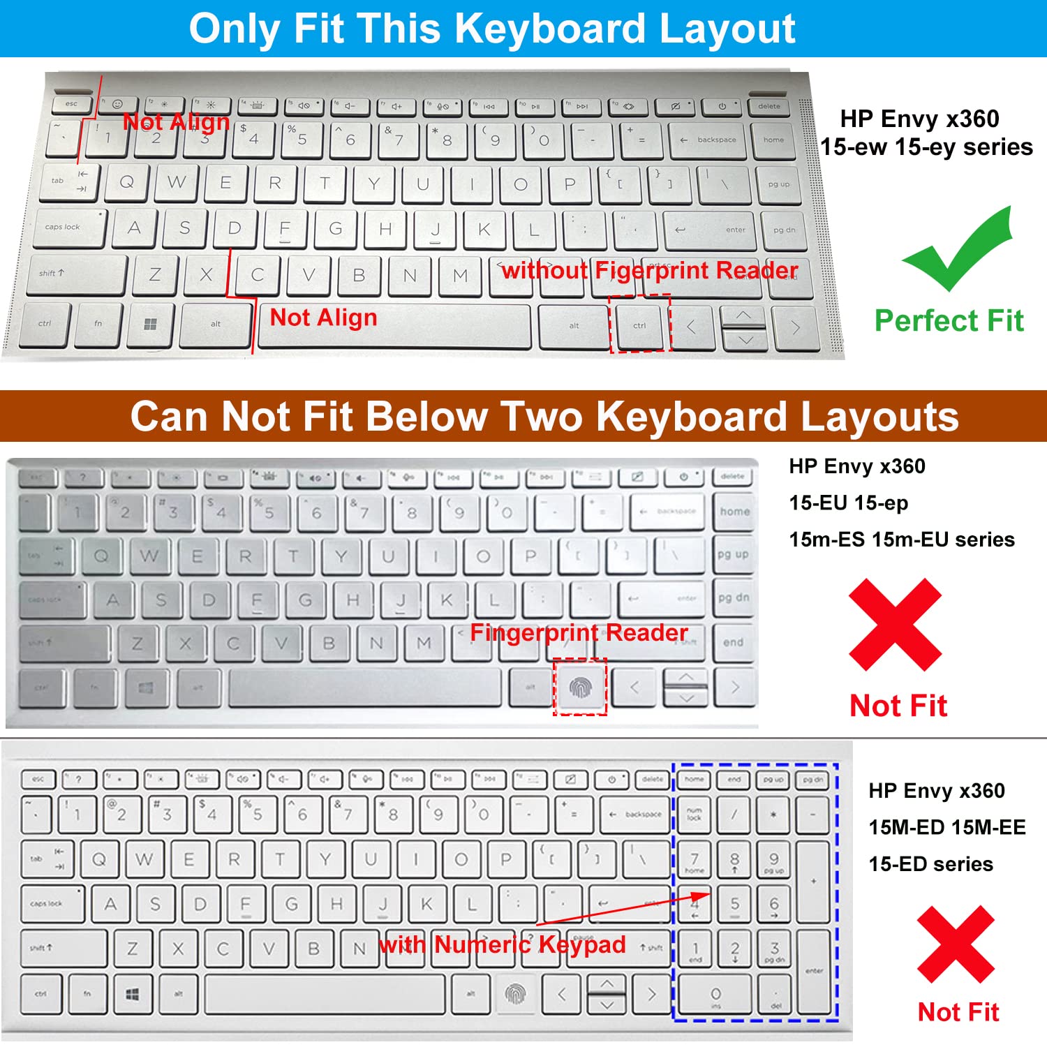 Keyboard Cover For Hp Envy X360 15.6'' 15 Fe/Fh 15 Ew/Ey 15 Fe0013Dx 15 Fe0053Dx 15 Fh0023Dx Fh0013Dx 15 Ey0013Dx Ey0023Dx 15 Ew