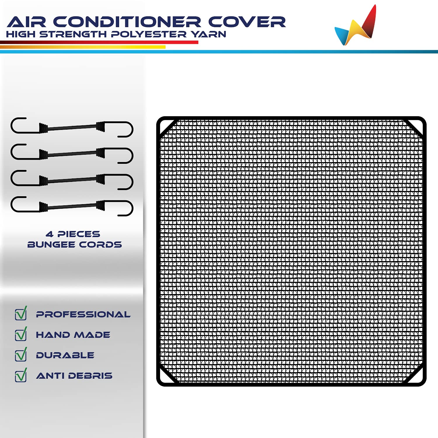 Windscreen4Less 36''X36'' A/C Unit Mesh Cover Air Conditioner Compressor Condenser Cover With Bungee Cords For Outside