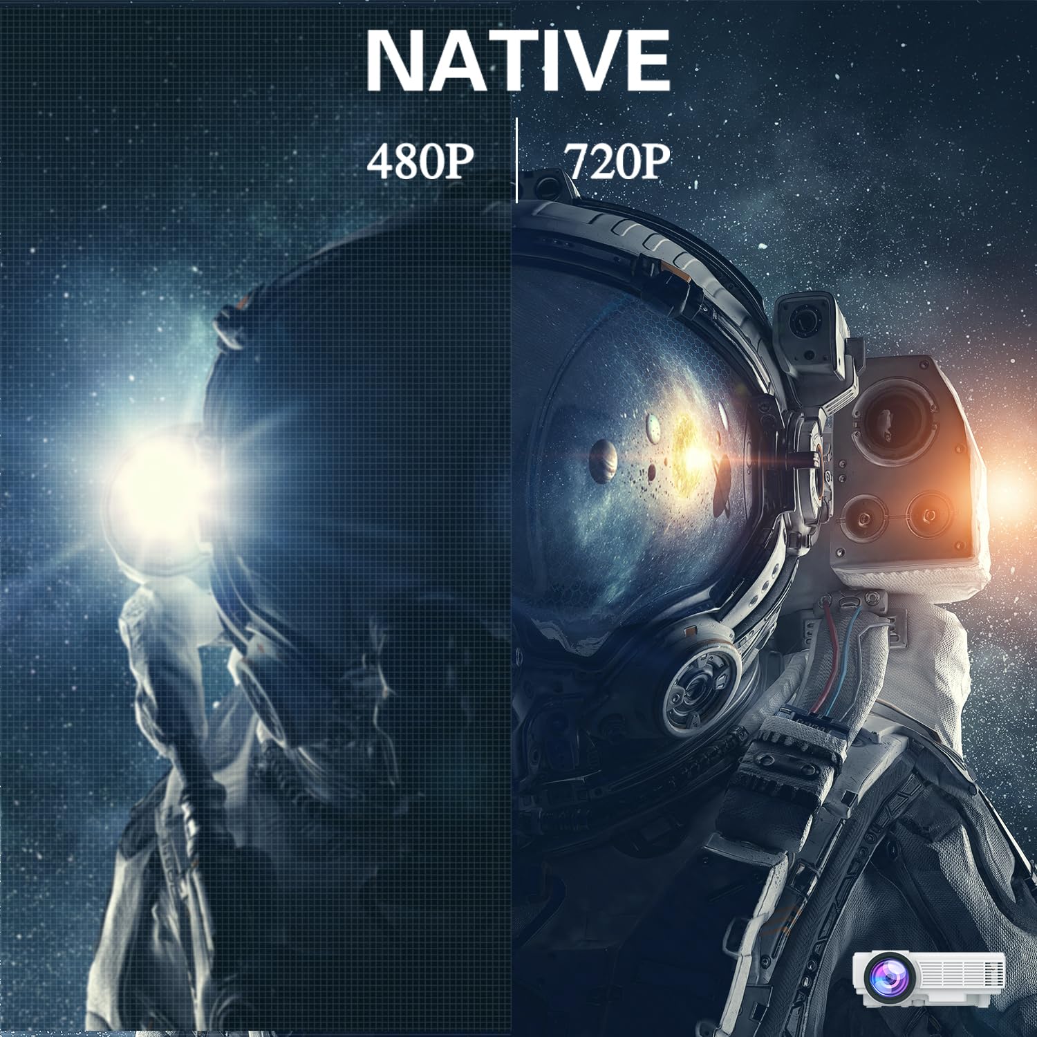 Mini Projector Portable Projector Full Hd 1080P Supported, Home Theater Projector Compatible With Tv Stick, Phone, Games, Hdmi,