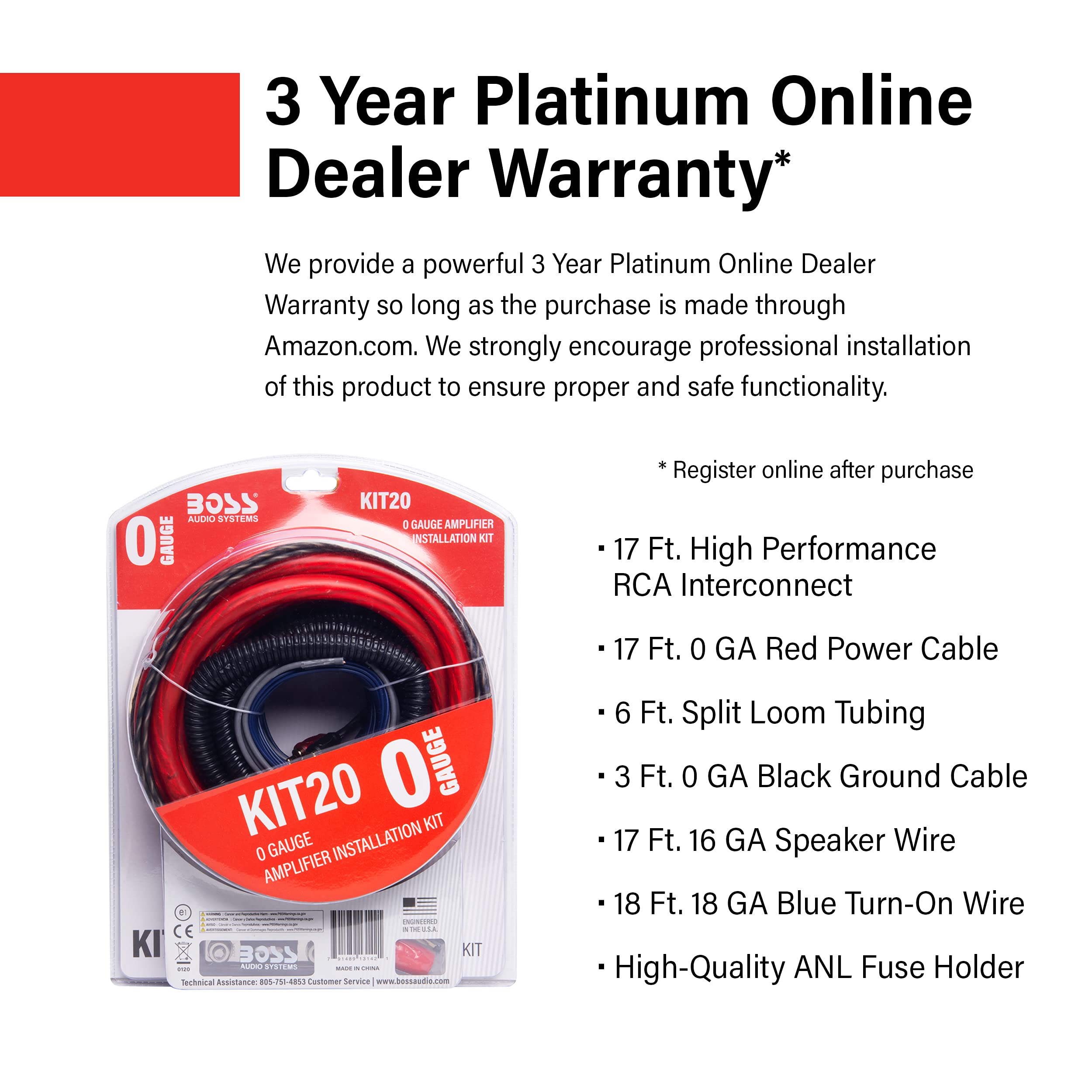 Boss Audio Systems Kit20 0 Gauge Amplifier Installation Wiring Kit   A Car Amplifier Wiring Kit Helps You Make Connections And B