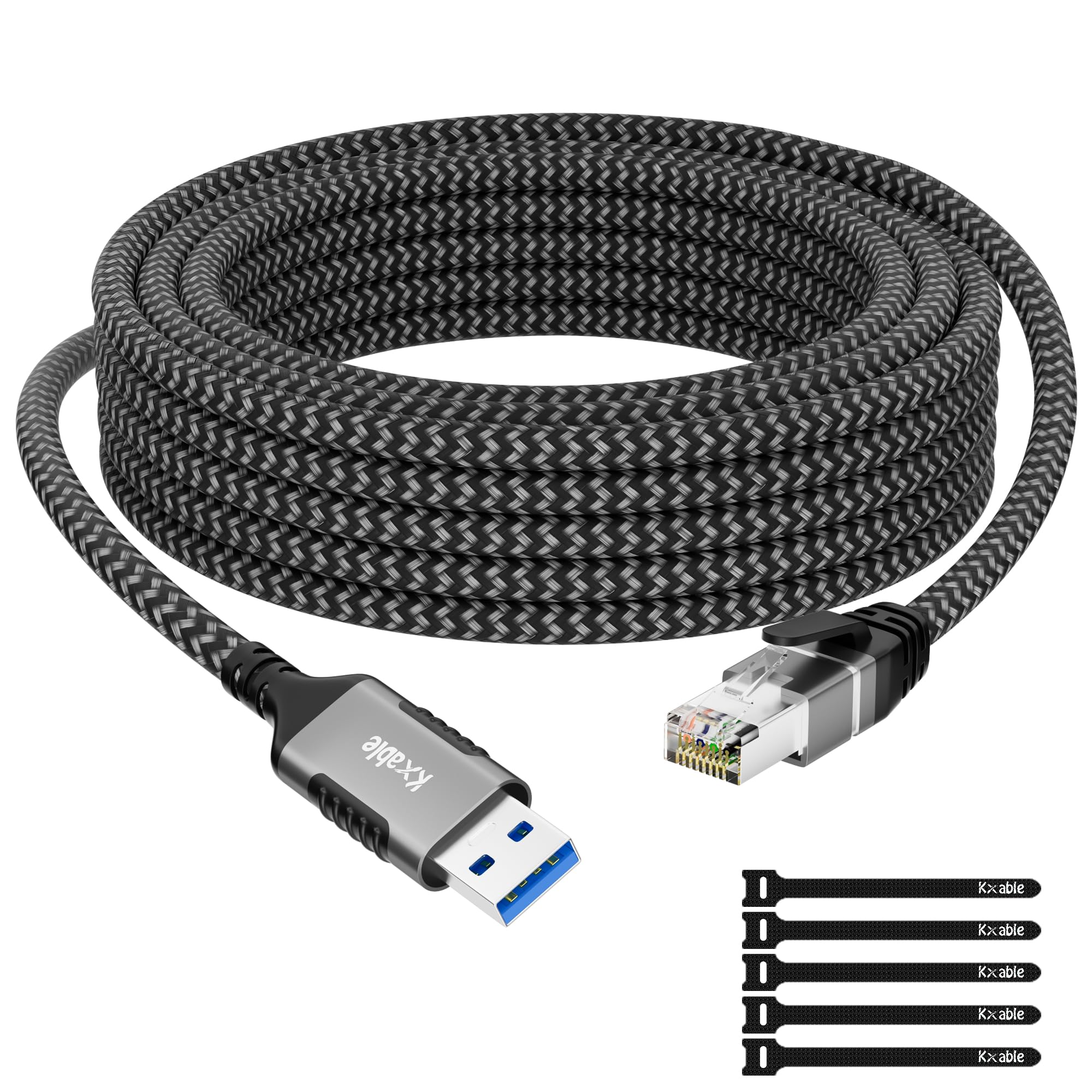 Kxable Kxable USB 3.0 to Ethernet Cable Gigabit LAN Aluminum Braided Grey 2 F ...