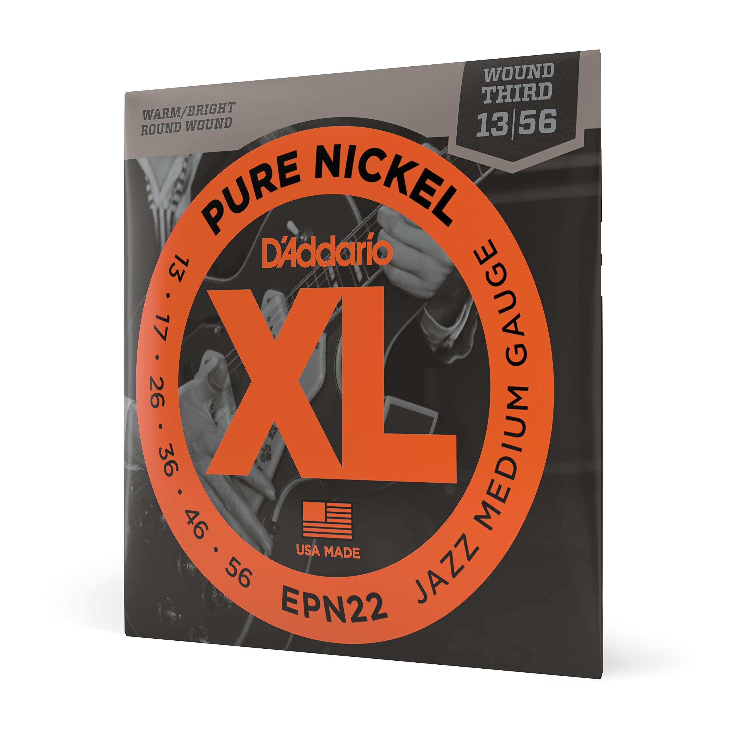 D'Addario Guitar Strings   Xl Pure Nickel Electric Guitar Strings   Round Wound   Warm, Bright, Vintage Sound   Epn22   Jazz Med