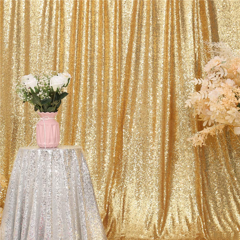 Eternal Beauty Gold Sequin Backdrop, 6X8 Ft Glitter Background Curtains For Shimmer Photography Party Wedding Birthday Back Drop