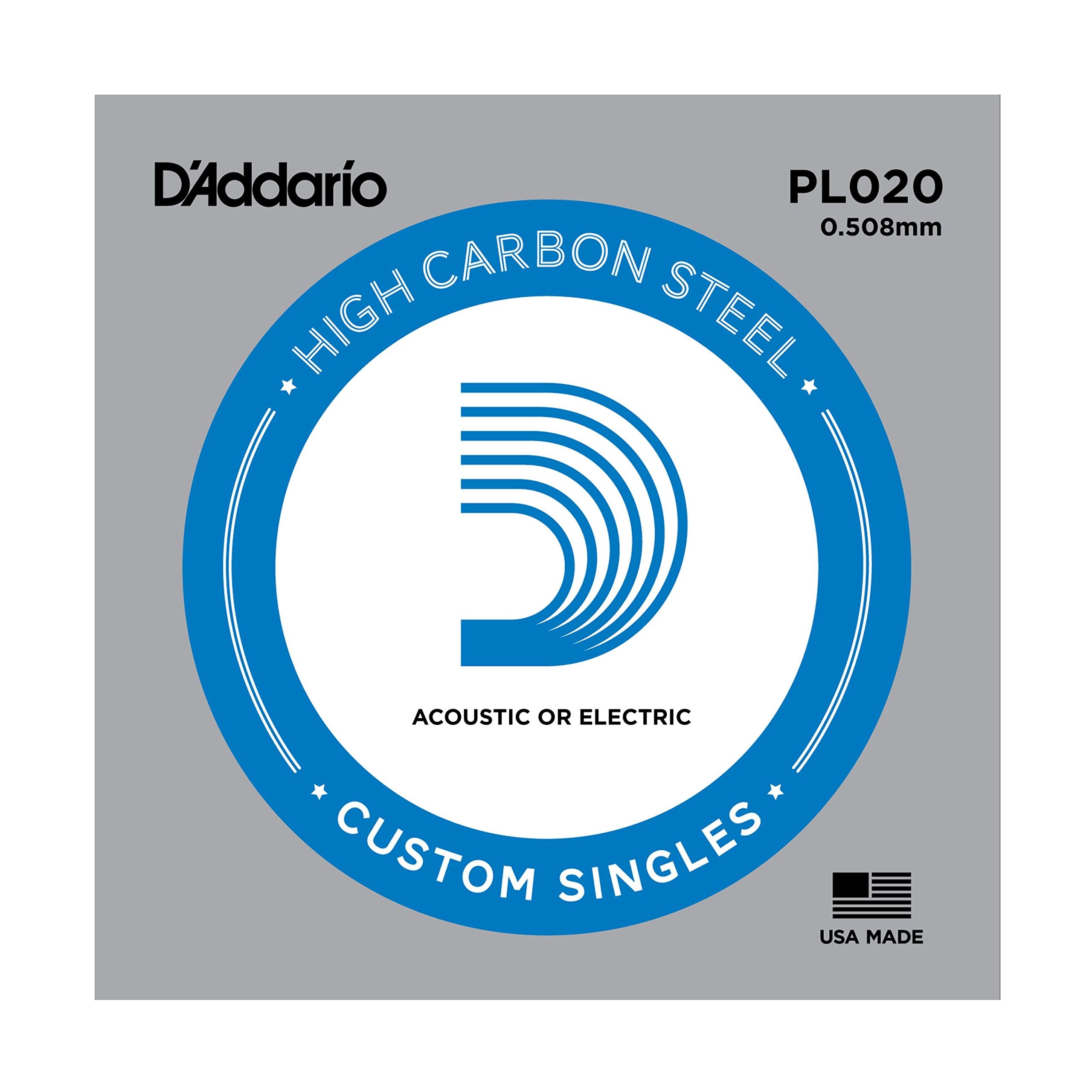 D'Addario Pl020 Plain Steel Guitar Single String.020