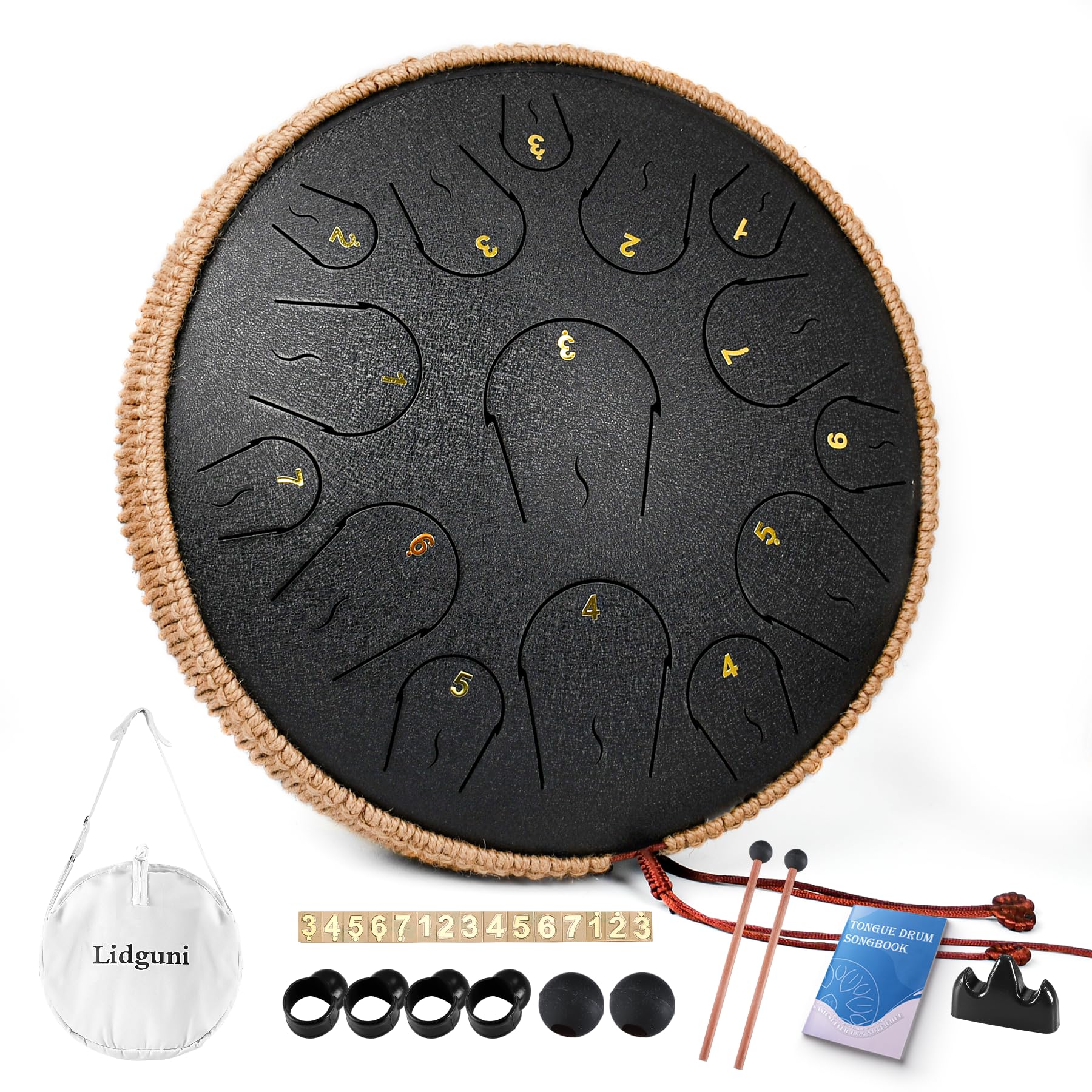 Steel Tongue Drum 14 Inch 15 Notes, Tongue Drum C Major, Steel Drums For Adults, Hang Drum Instrument, Hand Pan Drum With Music