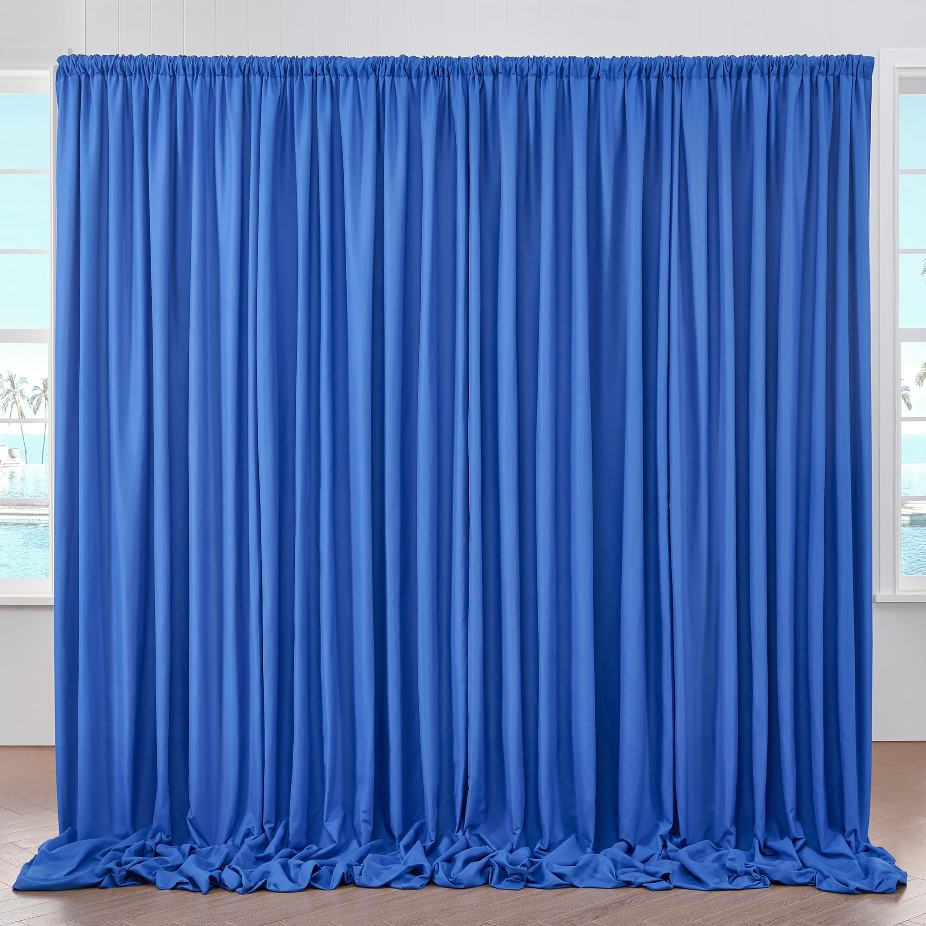 Htper 10ft x 10ft Royal Blue Backdrop Curtain Panels for Parties, Thick Polyester Wedding Blue Photo Backdrop Drapes for Birthda