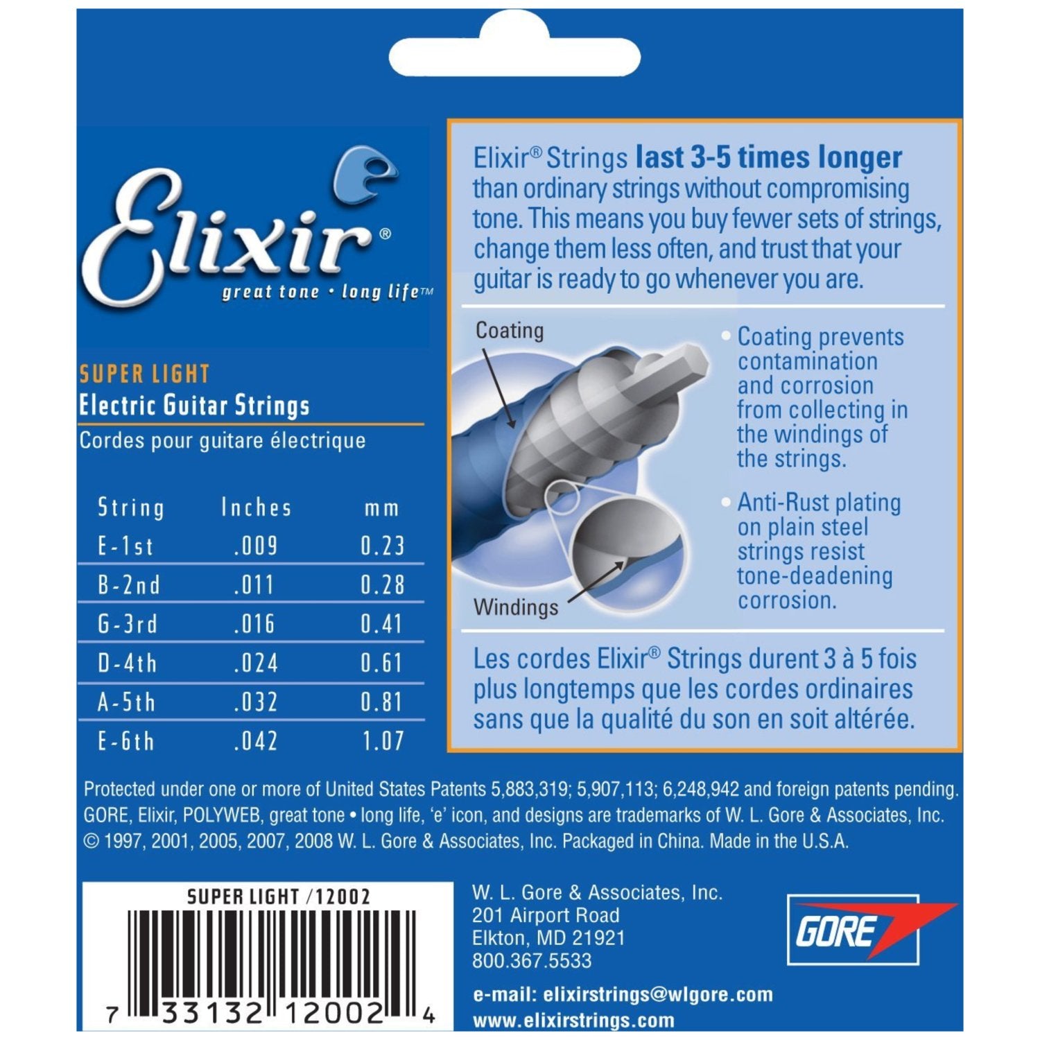 3 Sets Of Elixir 12002 Super Light Electric Strings (9 42) (Nanoweb)