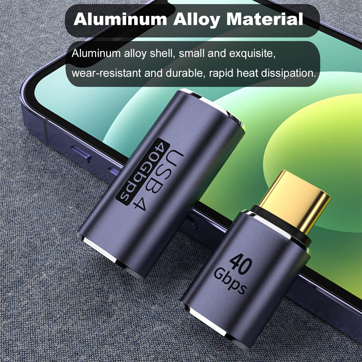 AreMe USB C Adapter 5 Pack, 90 Degree Male to Female Extender, Purple - Compatible with Steam Deck, ROG Ally, MacBook Pro/Air