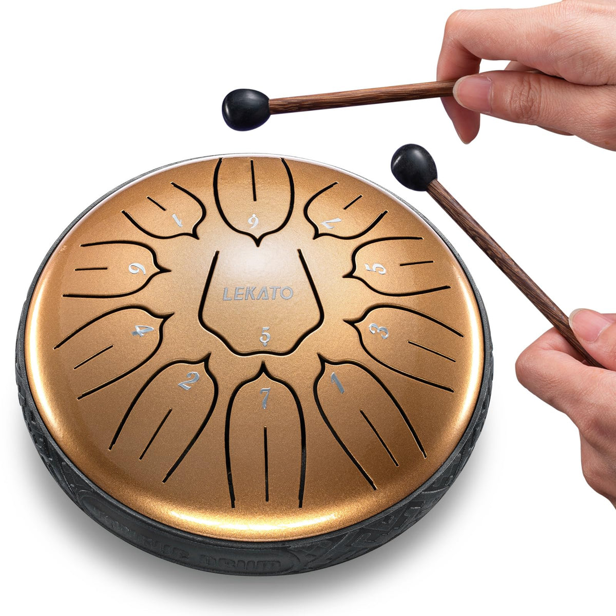 LEKATO Steel Drum 6 Inch 11 Note, Tongue Drum D Major Hand Chakra Drum for Entertainment Musical Education Zen Meditation Yoga, 
