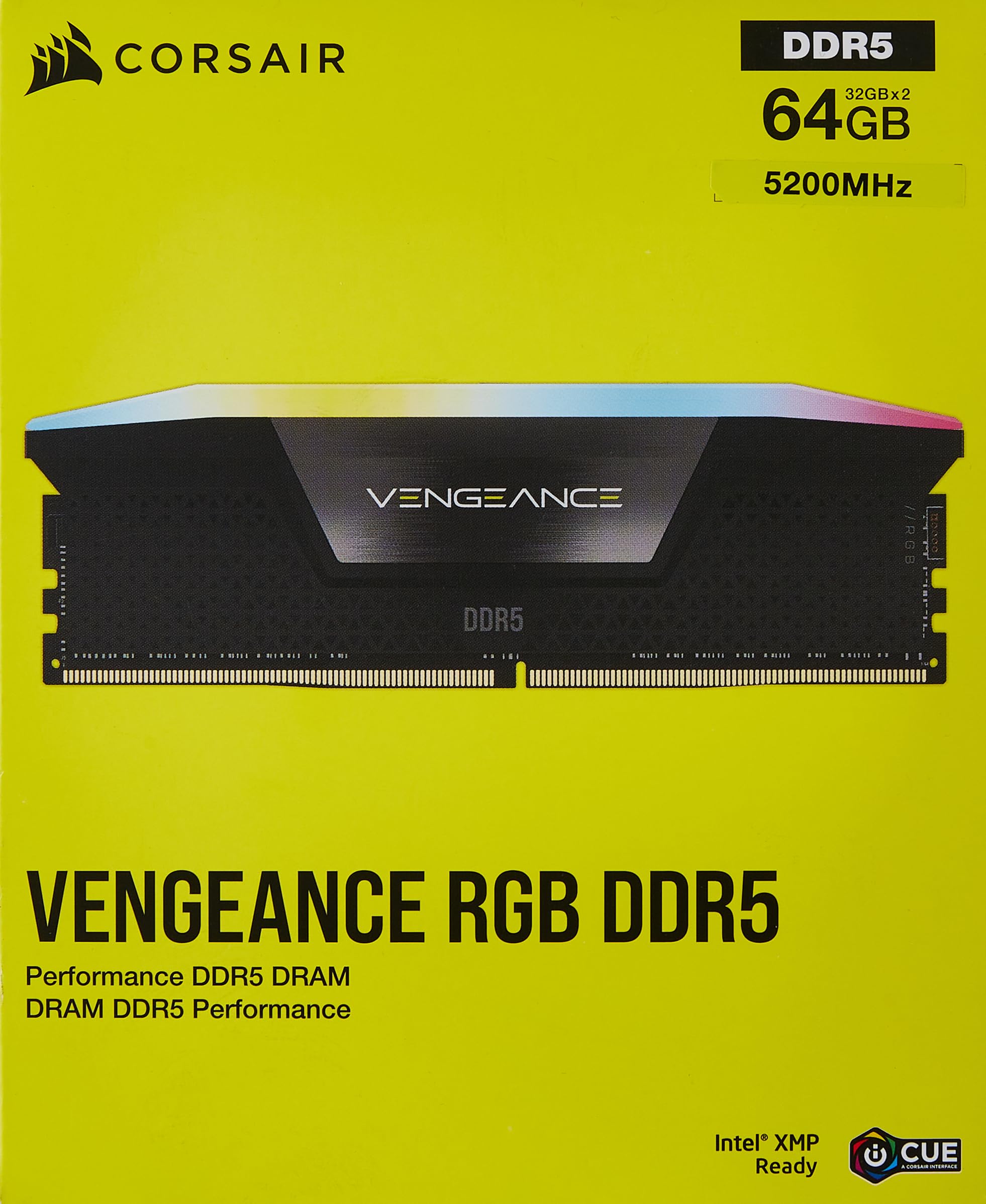 Corsair Vengeance Rgb Ddr5 Ram 64Gb (2X32Gb) 5200Mhz Cl40 Intel Xmp Icue Compatible Computer Memory - Black (Cmh64Gx5M2B5200C40)