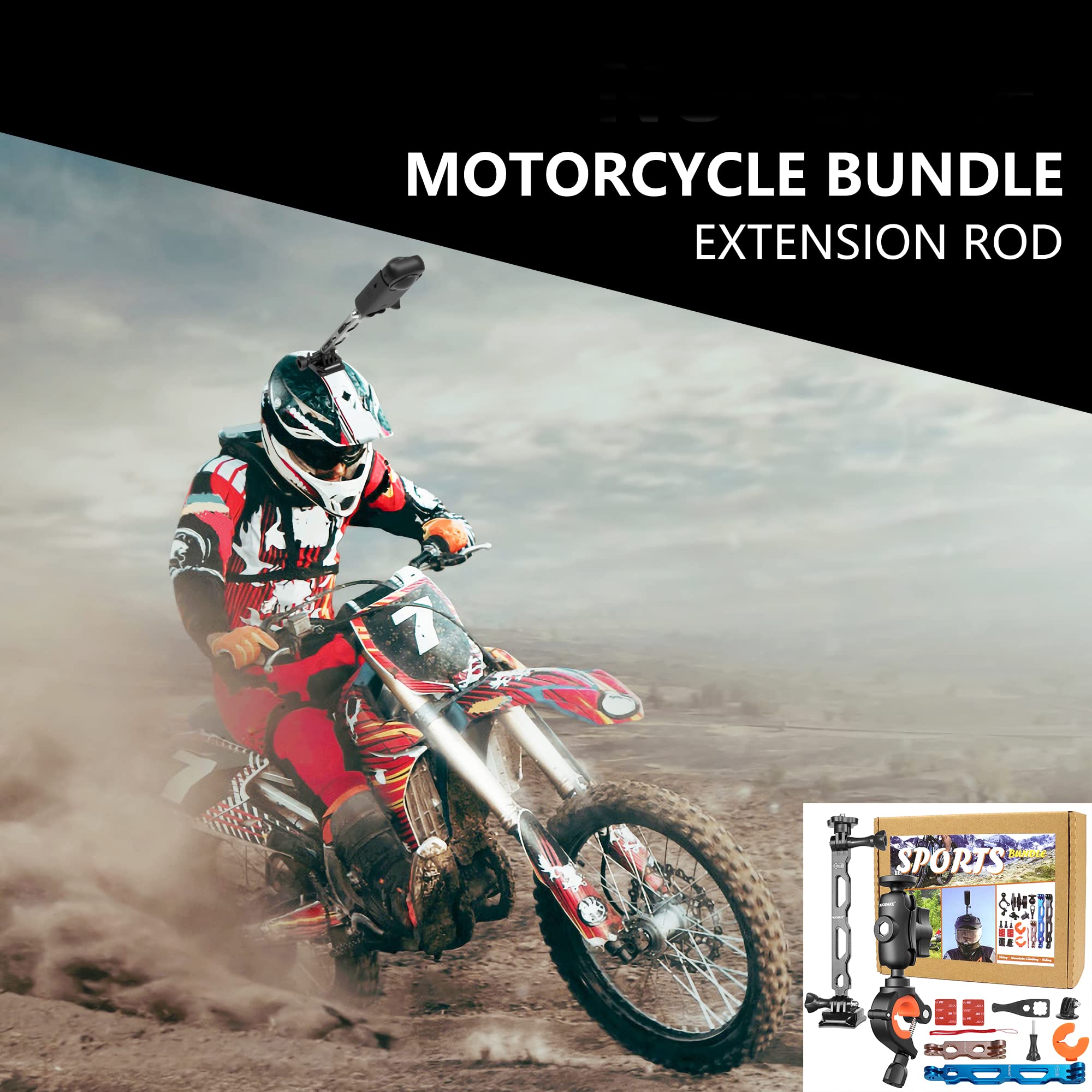 Nuobake 19 In 1 Motorcycle Accessory Bundle For Insta360 One X2, X3, X4, One R, Rs, Gopro Hero 12, 11, 10, 9, 8, 7, 6, 5 Black, Session 5/4/3, Osmo Action, Yi Action Camera And More