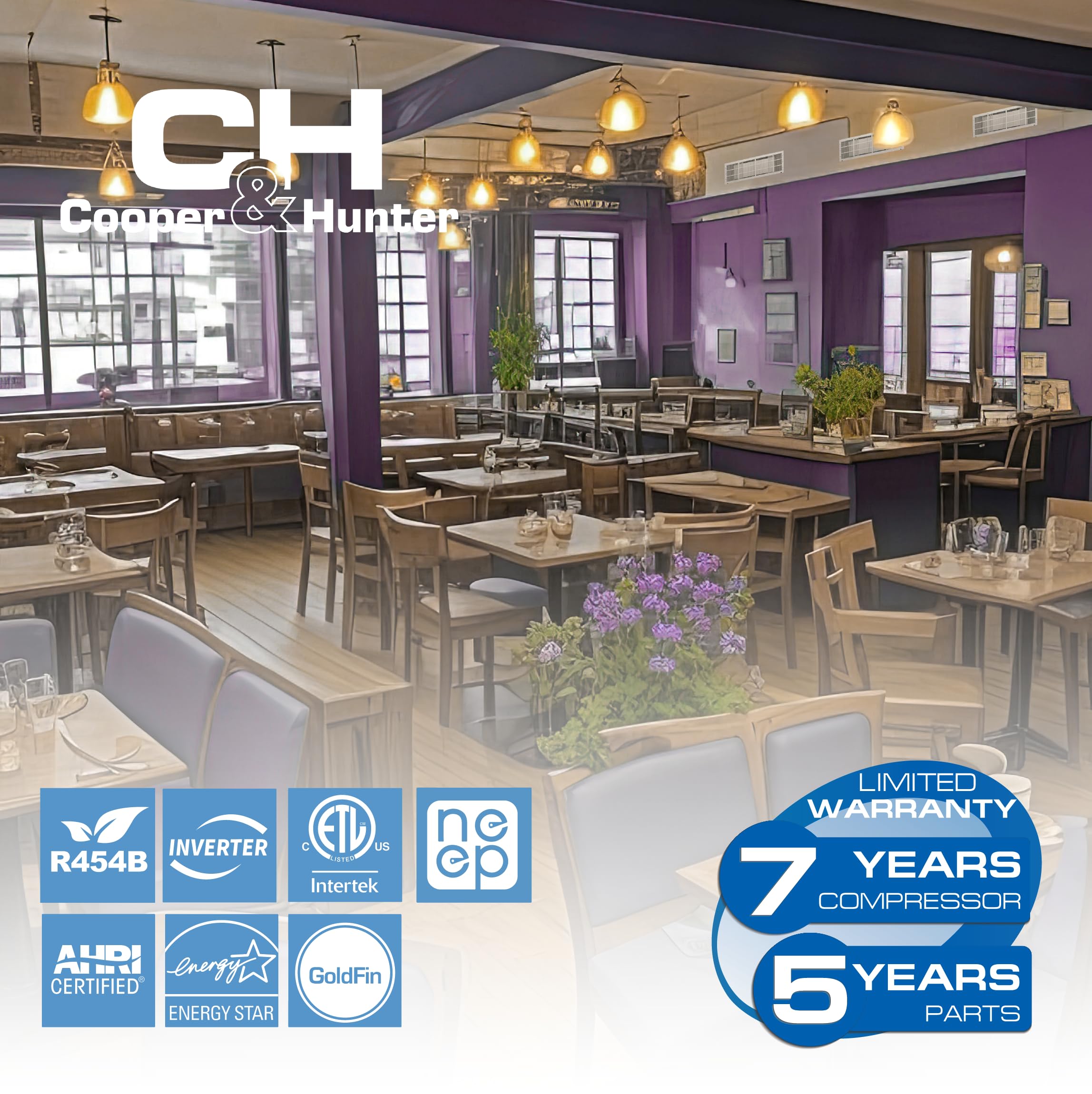 Cooper & Hunter 48,000 Btu 230V Concealed Slim Ducted Mini Split Air Conditioner & Heat Pump - 17.1 Seer2 Inverter System - Incl