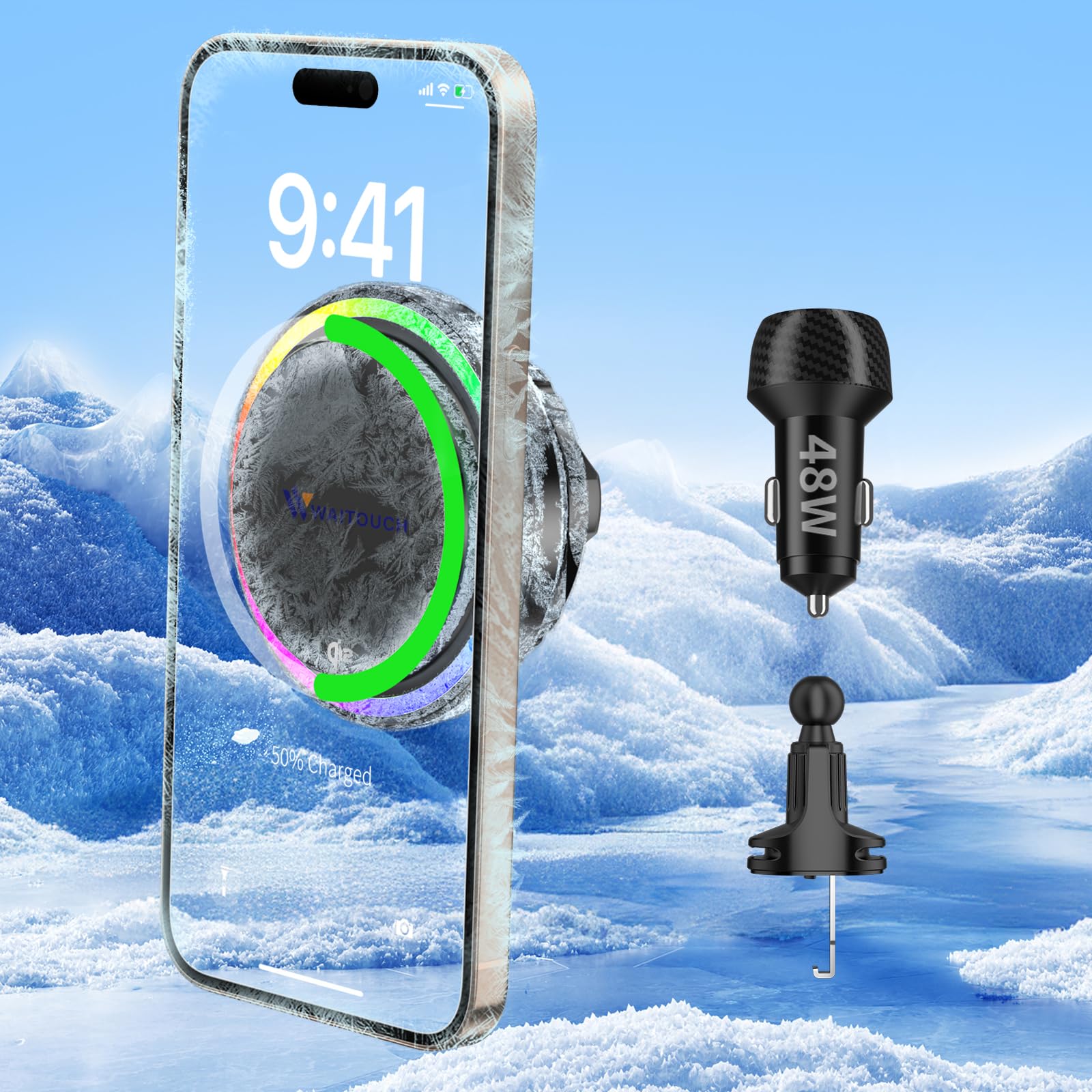 Qi2 15W Wireless Car Charger Mount[Fastest Charging Speed] Car Charger For Iphone 16/15/14/13/12 Pro Max/Mini And Others Phone, 