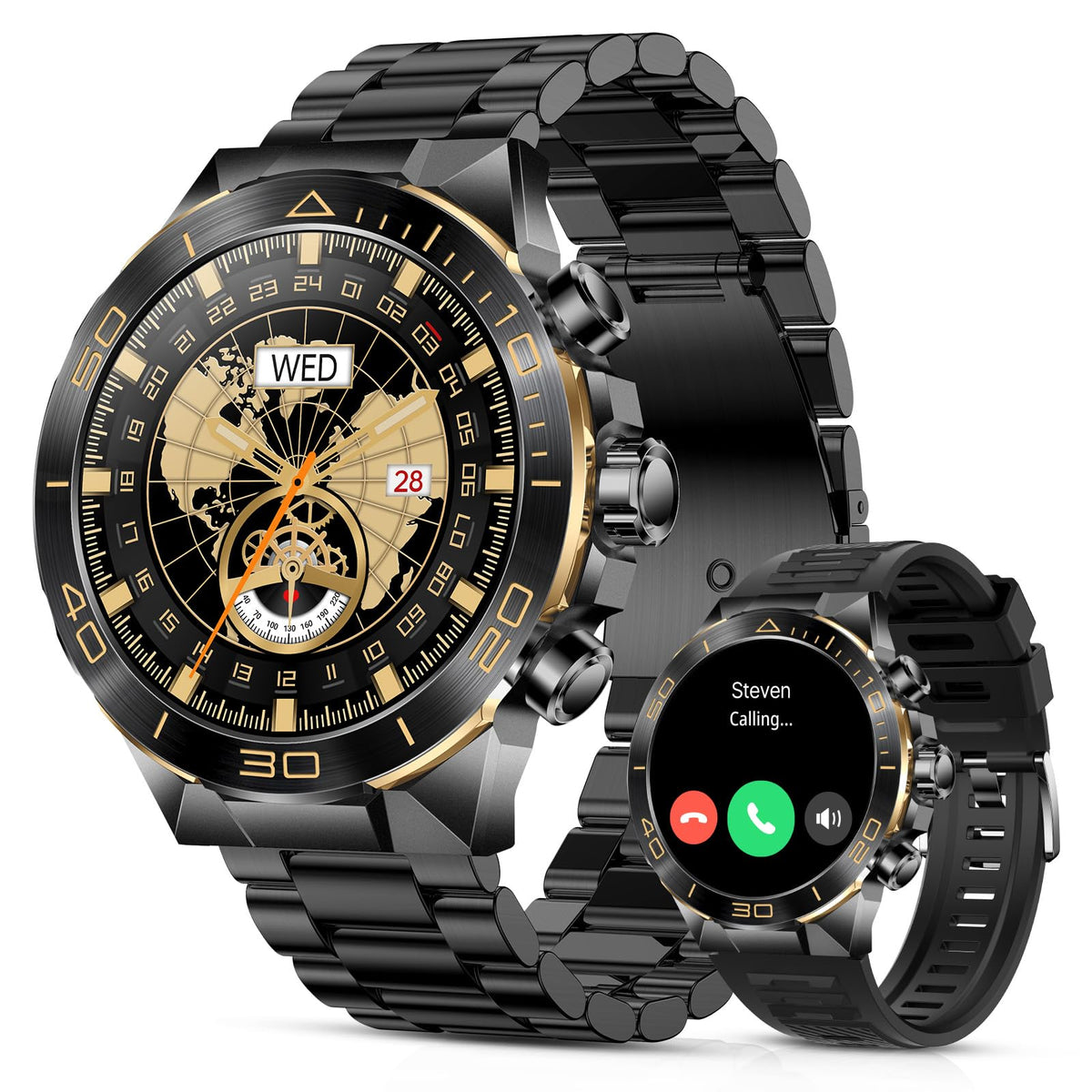 Smart Watch For Men Answer/Make Call For Android Iphone, 1.43'' Amoled Hd Screen Mens Luxury Watch, 400Mah Heavy Duty Smartwatch