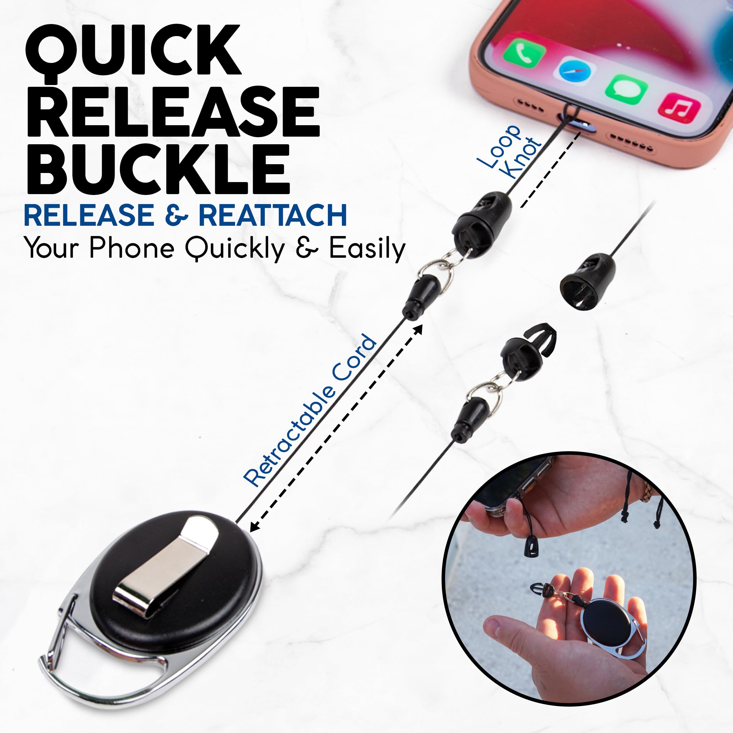 Securisee Phone Assured Retractable Tether - Never Lose Your Device With Our Durable Leash - Anti-Theft And Anti-Drop Phone Lany