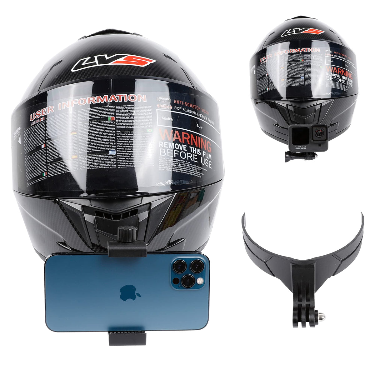 Pellking Universal Motorcycle Helmet Chin Action Camera Mount, Flexible Adhesive Helmet Mount Compatible With Gopro Hero 13 12 11 10 9 8 7 6 5 Black,Insta360,Akaso,Dji Action Sports Cam Accessories