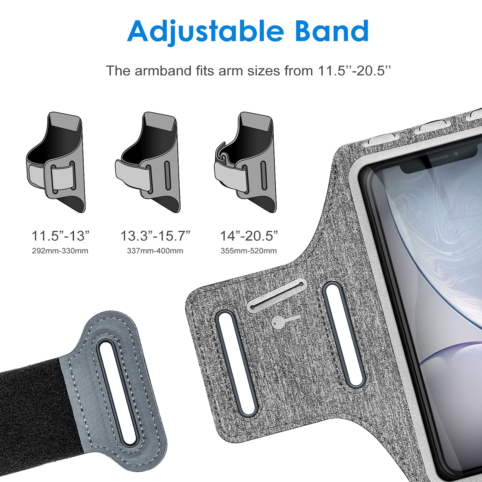 Jetech Phone Armband Holder With Key Holder And Card Slot For Phone Upto 6.2 Inch, Iphone 16E/16/15 Pro/15/14 Pro/14/13 Pro/13,