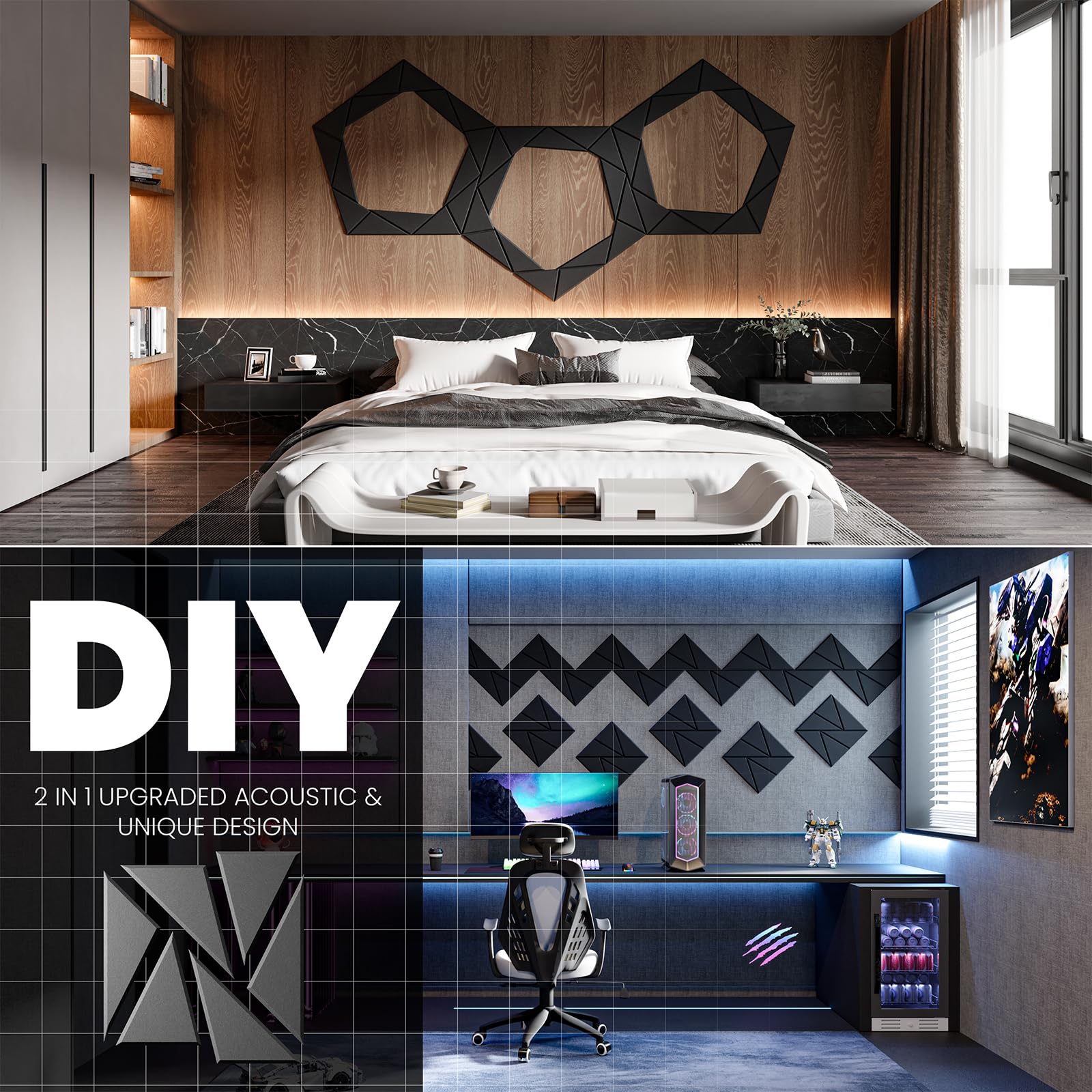 18 Pack Acoustic Panels With Self Adhesive, 12''X 12''X 0.4''Sound Proof Foam Panels, Sound Panels High Density, Soundproof Wall