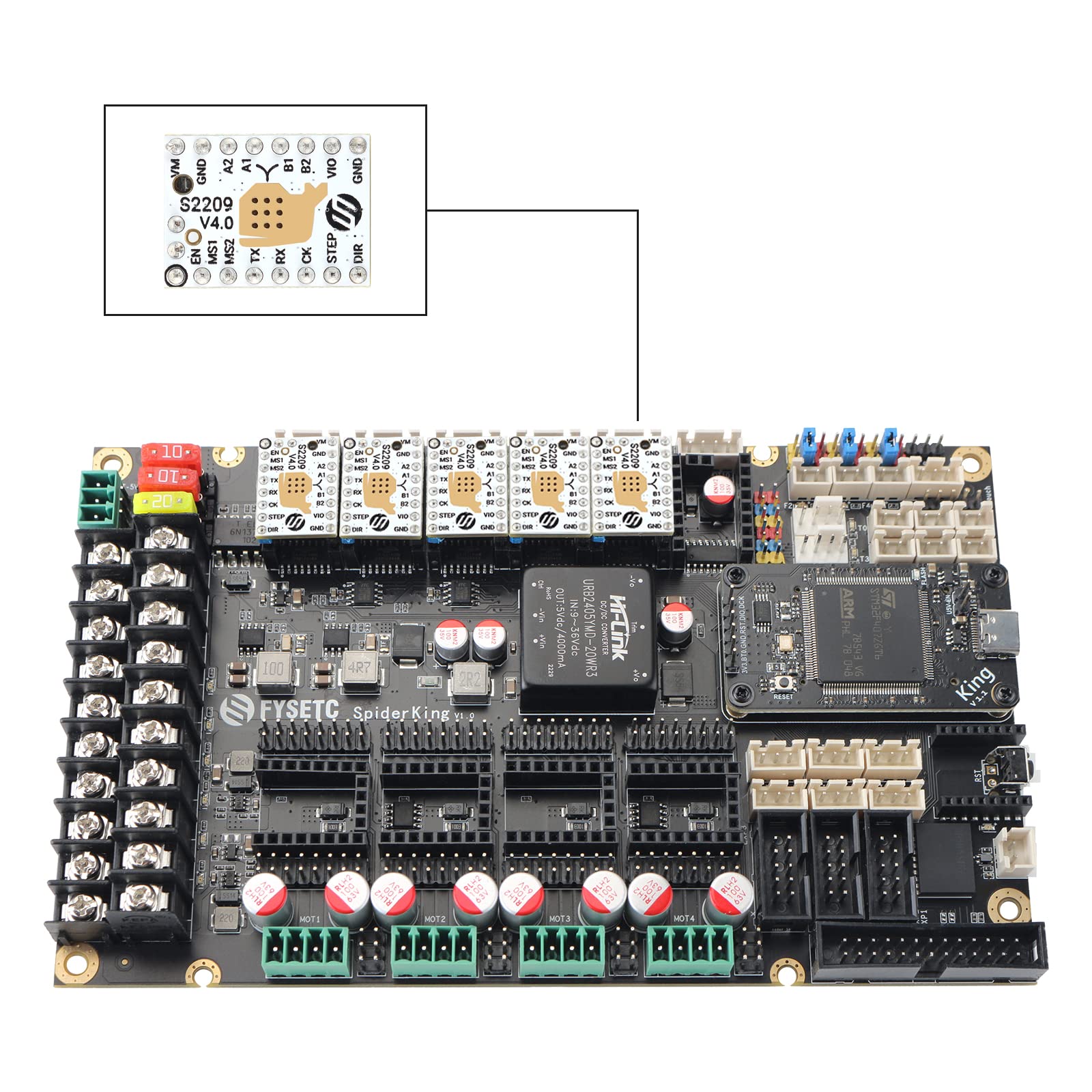 Fysetc 3D Printer Parts 5Pcs Upgrade Stepstick Mute S2209 V4.0 Stepper Motor Driver Uart Mode With Heatsink For Reprap Ram1.4 Mk