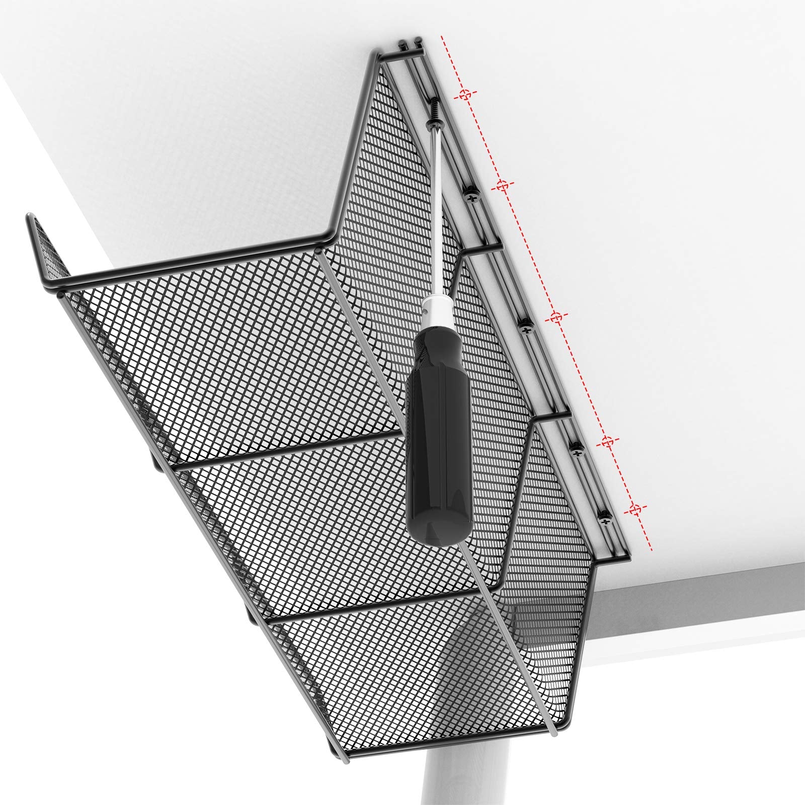 Univivi No Drill Under Desk Cable Management Tray, 36'' Cord Organizer For Desk, Clamp/Screw Mount Desk Cable Management, Premiu