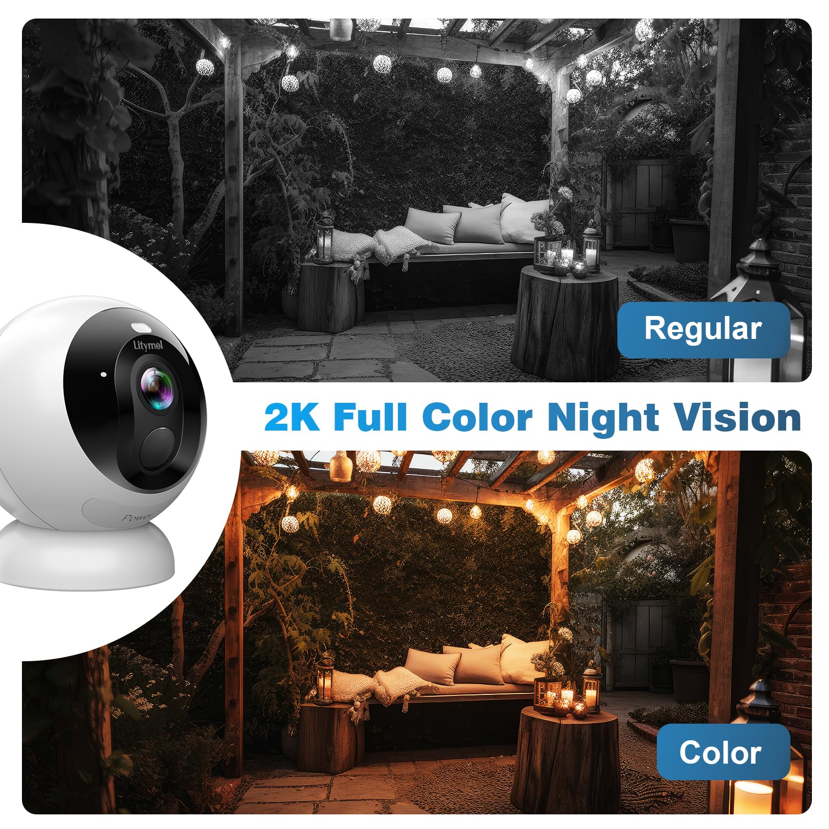 Litymol Security Cameras Wireless Outdoor/Indoor, 2K Magnetic Mount Wifi Cameras For Home Security With Ai Motion Detection, 32G