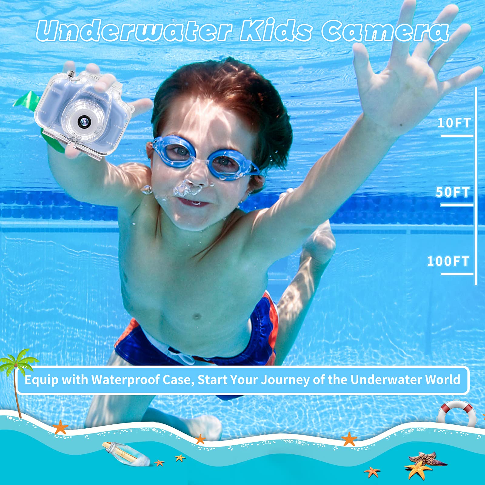 Kids Camera Waterproof Underwater Camera For 3 12 Year Old Boys Girls 2 Inch Ips Screen 1080P Hd Digital Kids Video Camera Indoo
