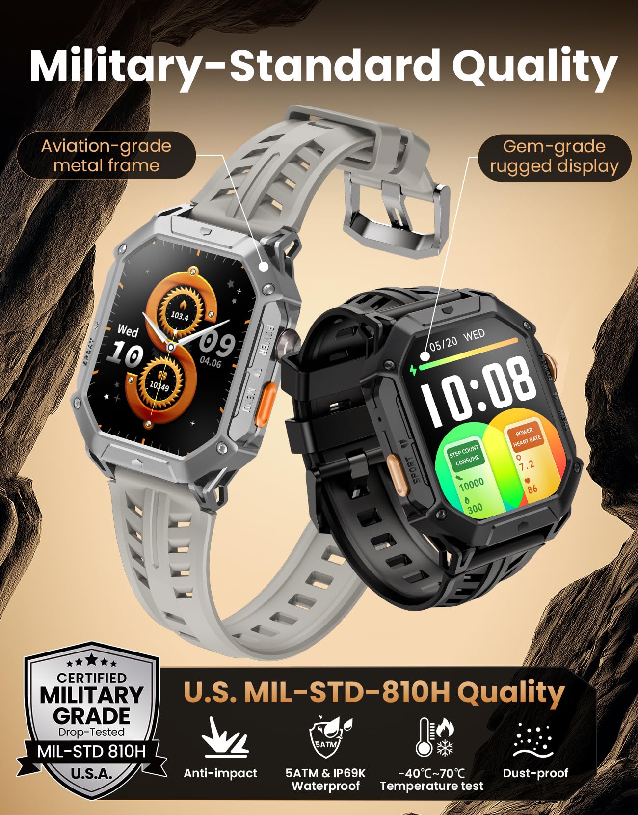 Haylou Military Smart Watch For Men,2.13'' Amoled Hd Display, Outdoor Sports Fitness Watch With Bluetooth Call(Answer/Make),100+