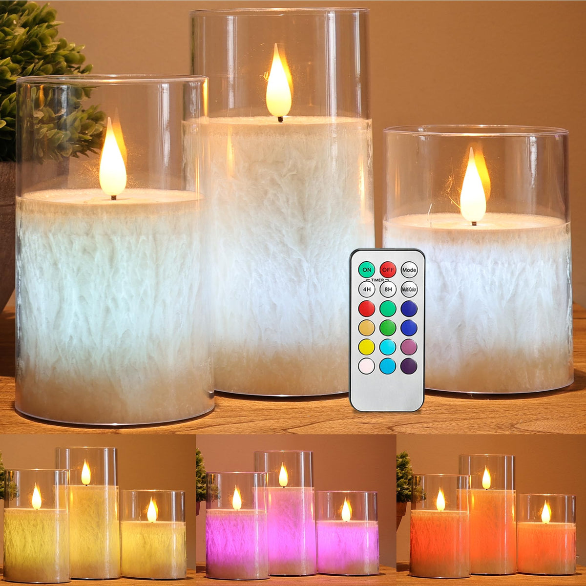 Across Color Changing Flameless Candles With Remote Control, Battery Operated Candles Led Pillar Candle With Timer, 4'' 5'' 6'' 