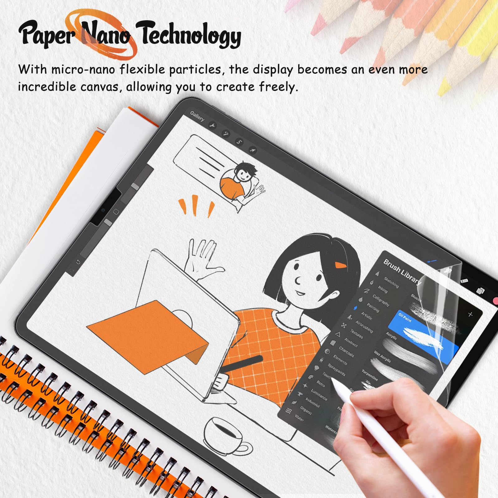 Kct 2 Pack Paperfeel Screen Protector Compatible With Ipad Pro 12.9 (2022 & 2021 & 2020 & 2018 Models), Matte Pet Film For Drawing, No Glare With Easy Installation Kit