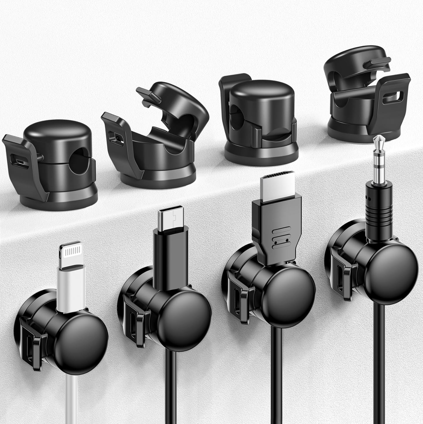 Lotuny Cable Clips, 8 Pack Cord Organizer [Cable Smooth Adjustable] Adhesive Cable Management Wire Organizers For Cords, Phone U