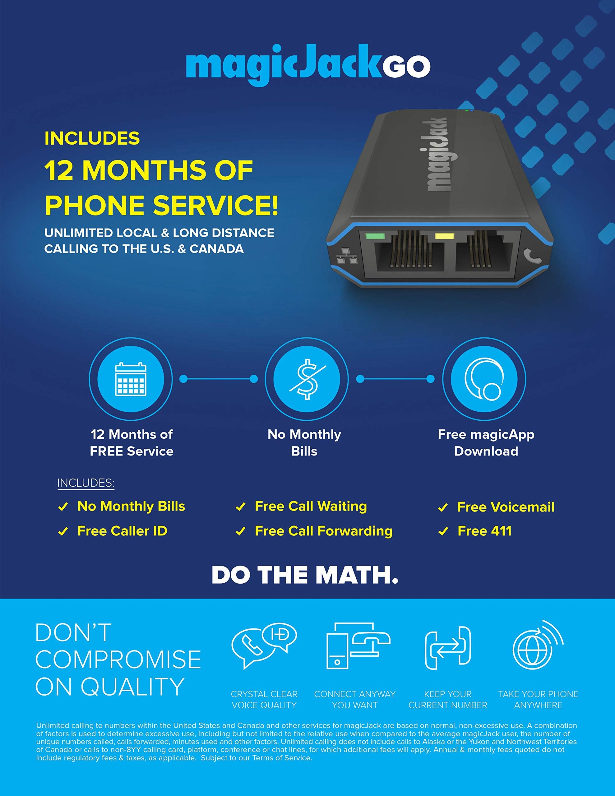 Magicjackgo 2017 Voip Phone Adapter Portable Home And On The Go Digital Phone Service. Make Unlimited Local & Long Distance Call