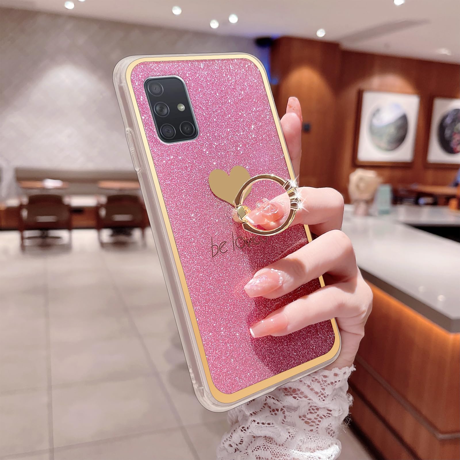 Easyscen For Galaxy A71 5G Case (6.7 Inch), For Samsung A71 5G Phone Case Girls Women Luxury Glitter Soft Shell With Cute Heart