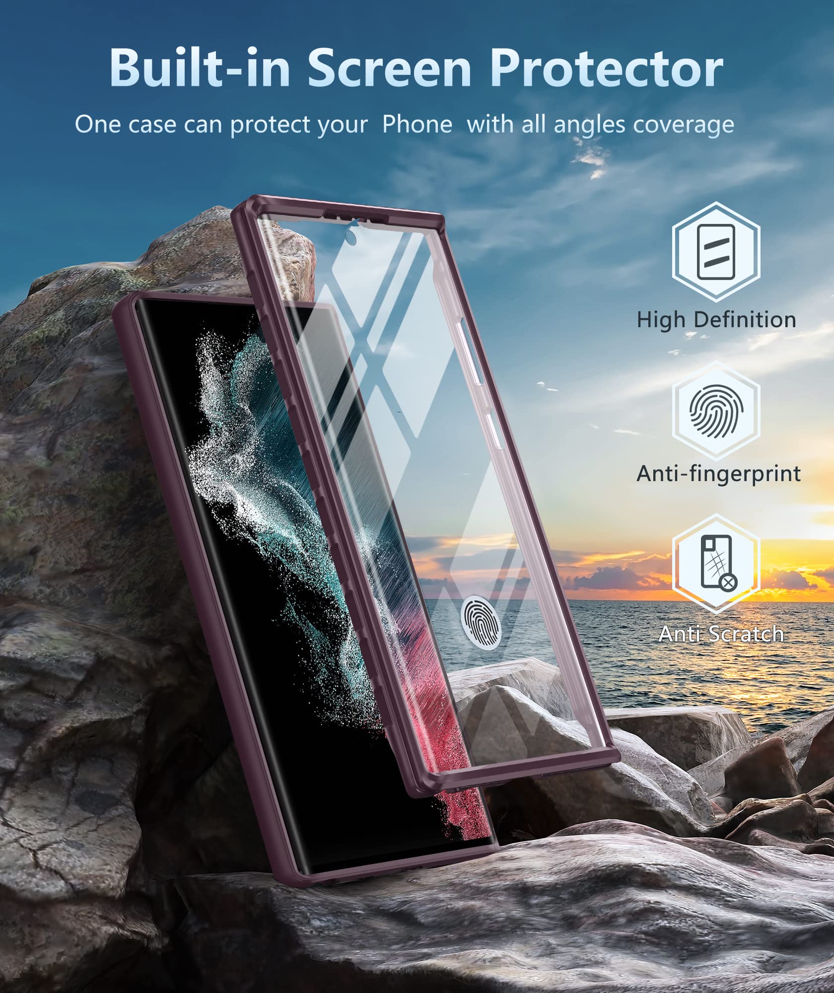 Fntcase For Samsung Galaxy S22 Ultra Case: Full Drop Proof Protection Translucent Cases | Matte Textured Shockproof Protective B