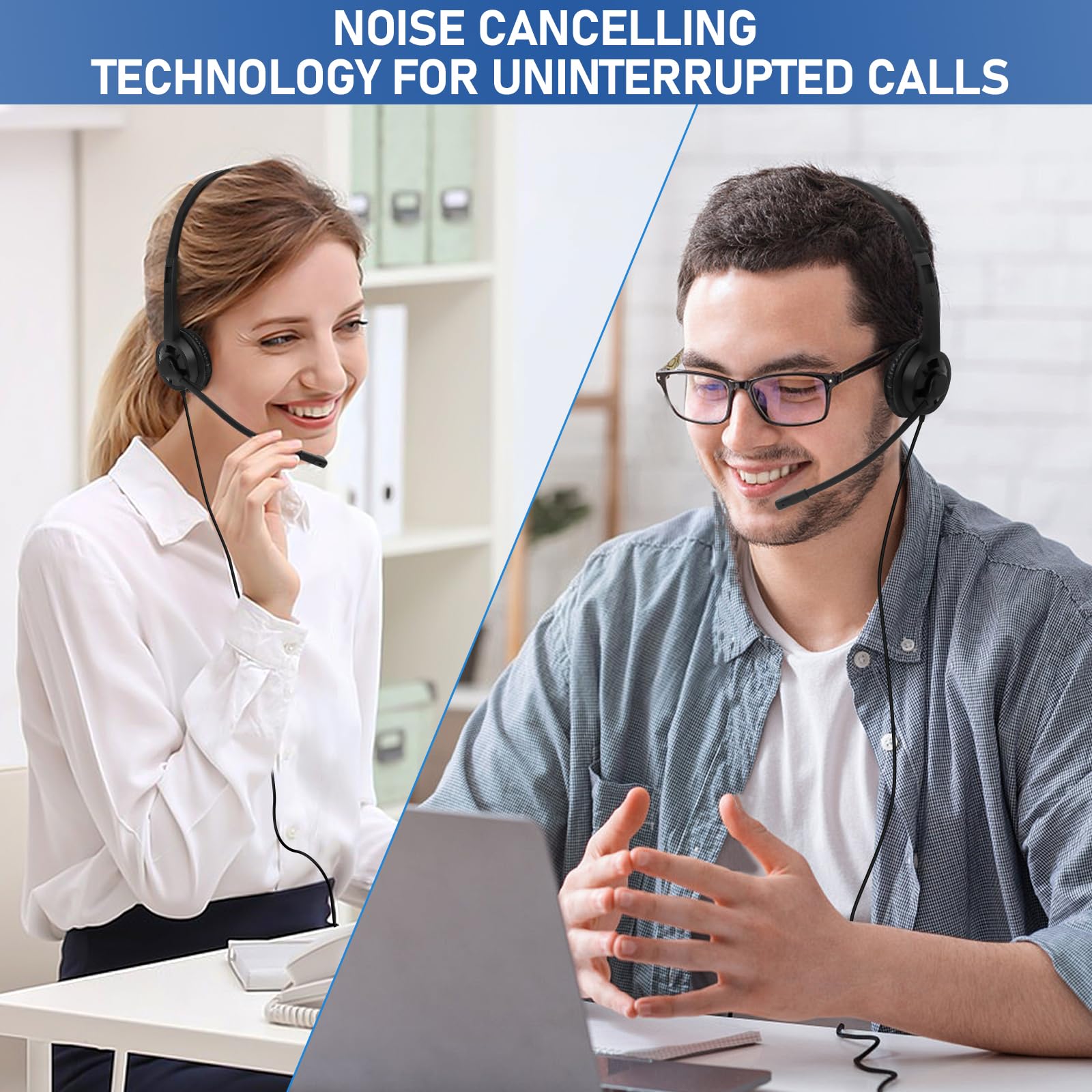 Xosda Headsets With Microphone 5 Pack Bulk  Noise Canceling Computer Headphones For School, Office, Meetings, Chat, 3.5Mm Wired