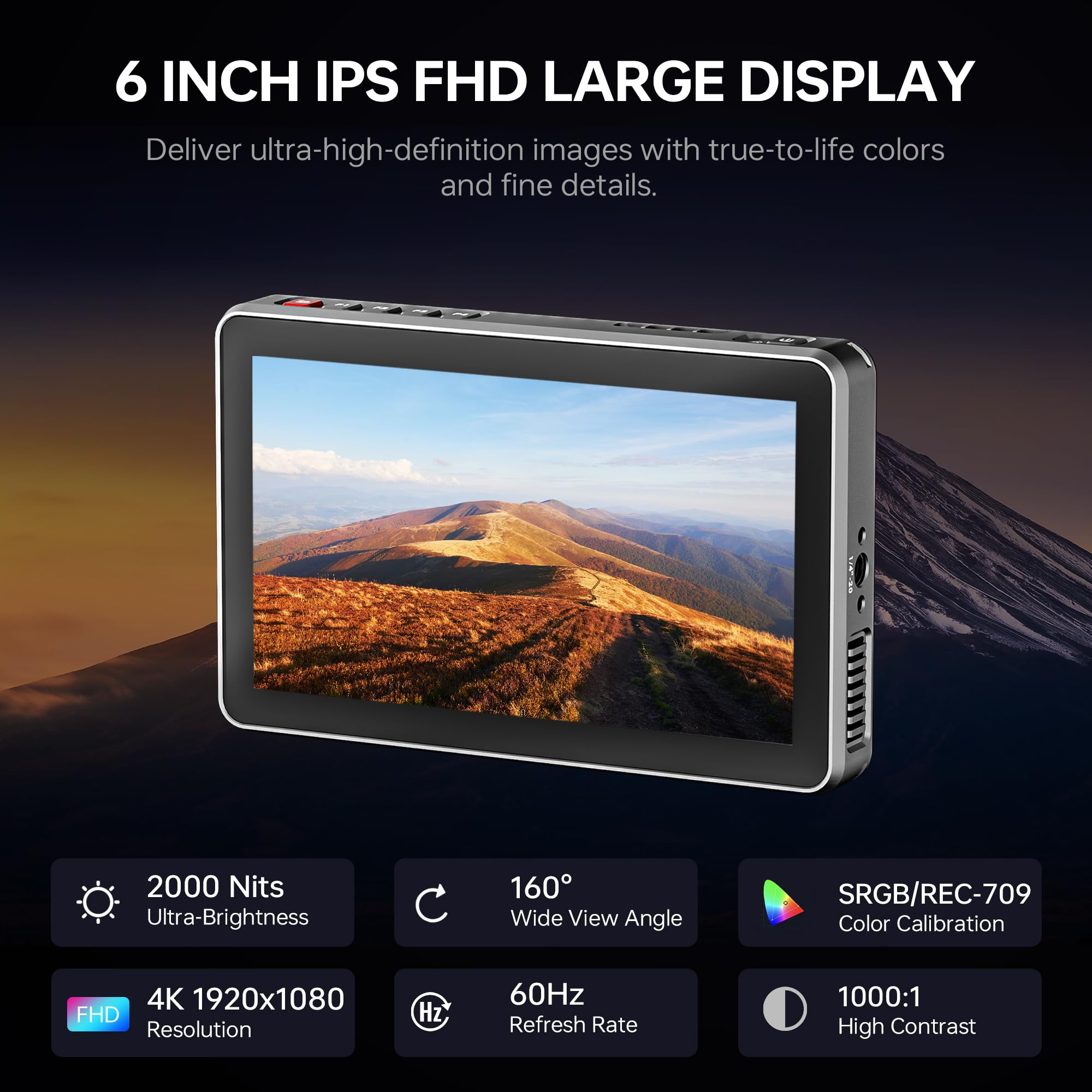 Viltrox Dc-X2 Camera Field Monitor 2000 Nits High Brightness Touchscreen 6 Inch Dslr Monitor With 1920X1080 Ips 4K Hdmi Loop In/