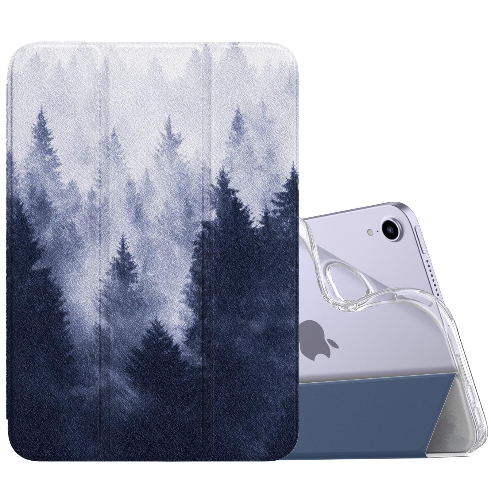 MoKo Case Fit New iPad Mini 7 (A17 Pro) 2024, iPad Mini 6th Generation Case 2021 (8.3 inch), iPad Mini 6 Case, Soft TPU Translucent Frosted Back Cover Case for iPad Mini 7th, Gray Forest