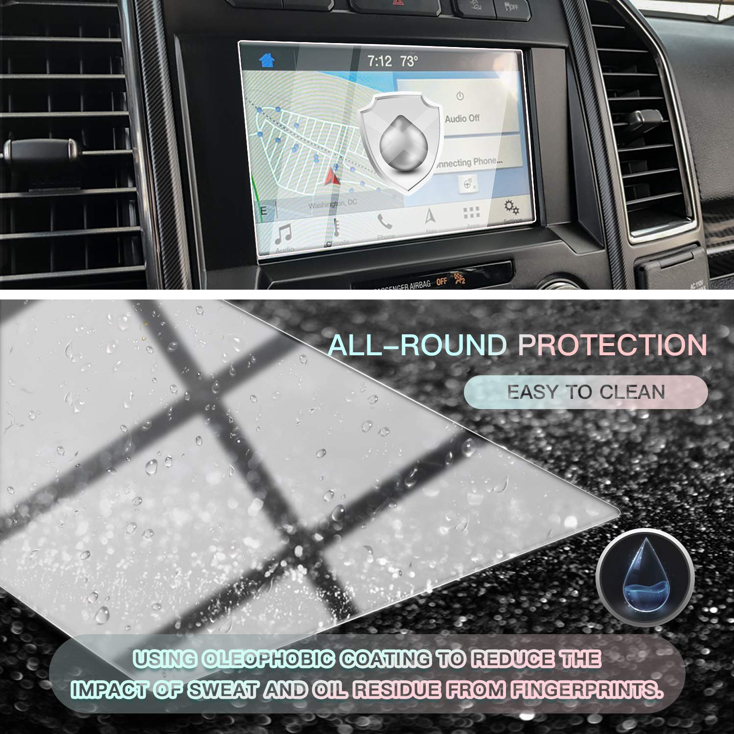 Cdefg Car Screen Protector Center Control Navigation Touch Screen Protector For 2014 2020 Ford F150 F250 F150 Raptor 8 Inch, Tempered Glass Hd Scratch Resistance(For 2014 2020 F150)