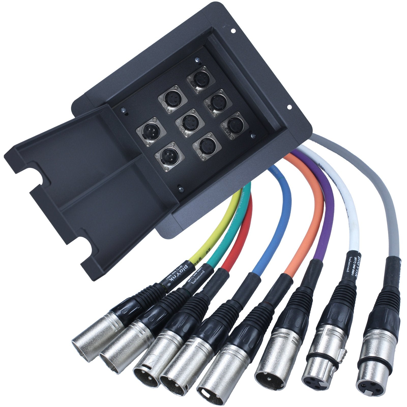 Pro Audio Recessed Stage In Floor Pocket Box Black With Prewired Connections (6 Xlr Female + 2 Xlr Male)