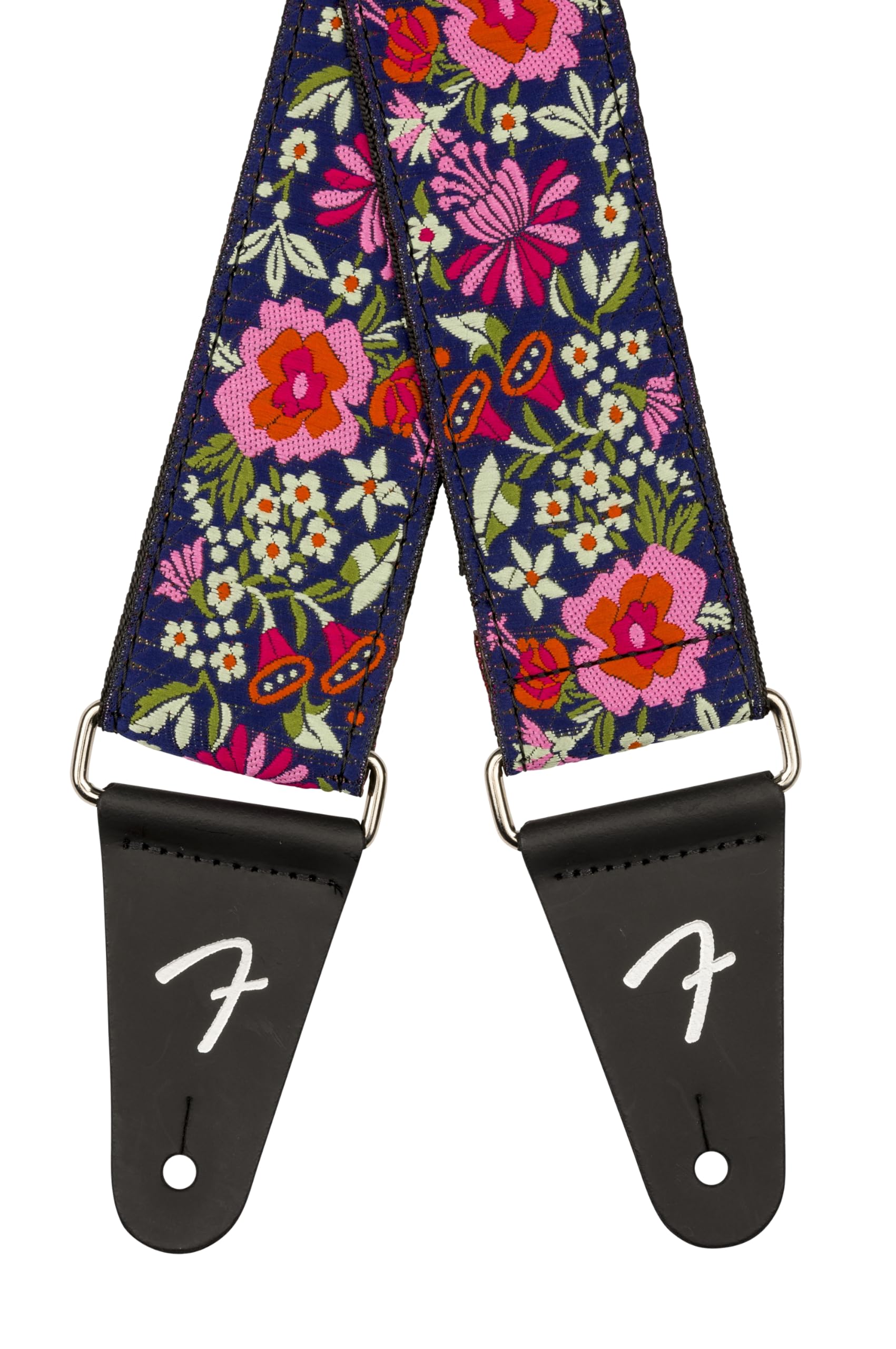 Fender Mosaic Jacquard Guitar Strap, Adjustable From 31.5-55, Leather Ends, Blue