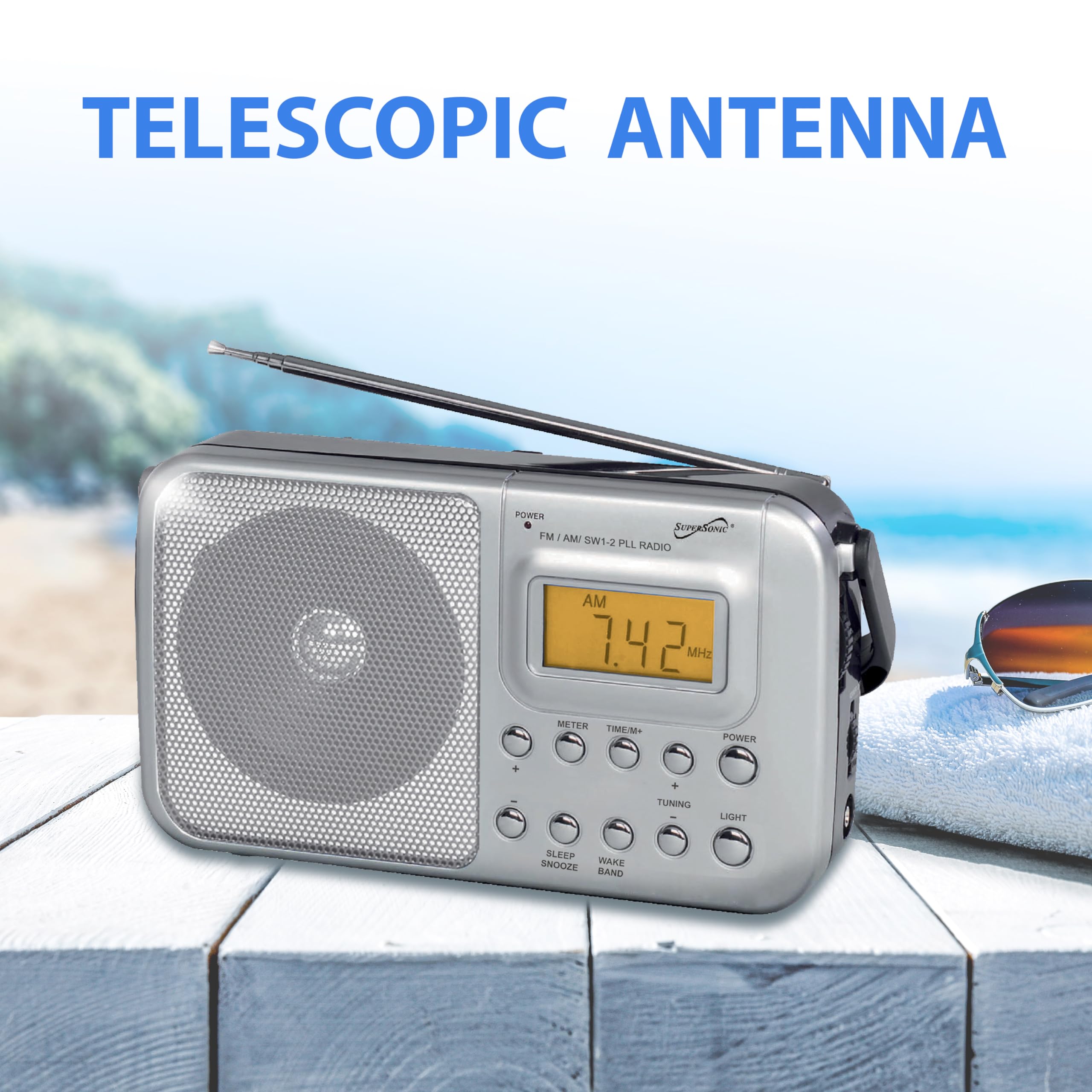 Supersonic 4 Band Am/Fm/Sw1 2 Pll Radio, Sliver (Sc 1091)