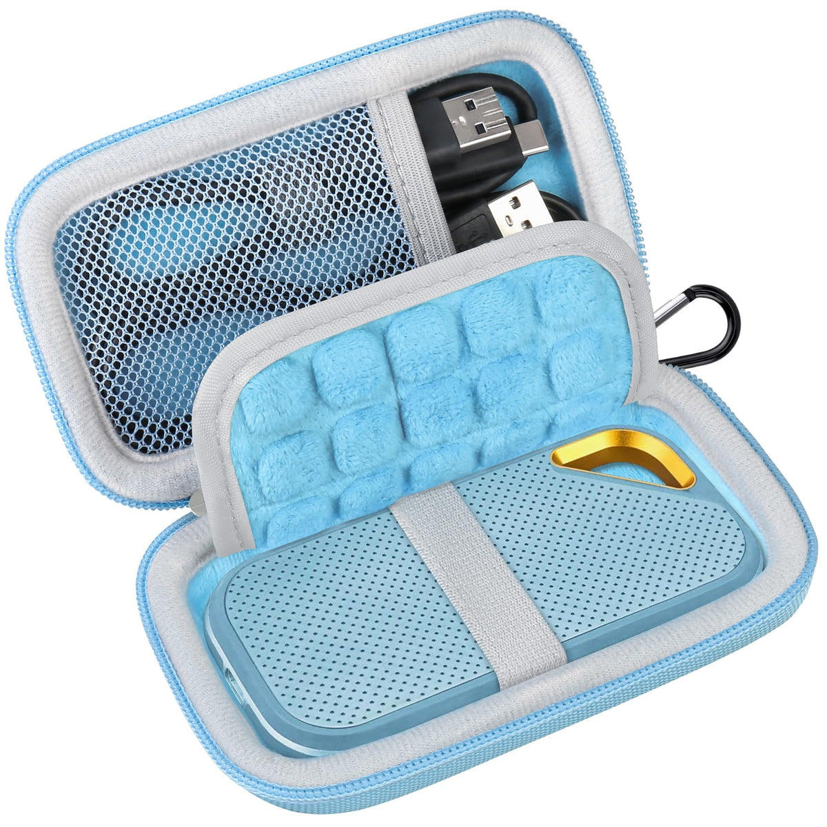 Lacdo Hard Carrying Case for SanDisk Extreme Pro/SanDisk Extreme Portable External SSD 500GB 1TB 2TB 4TB 8TB USB-C Solid State Drive Shockproof Water Repellent Protective Storage Travel Bag, Sky Blue
