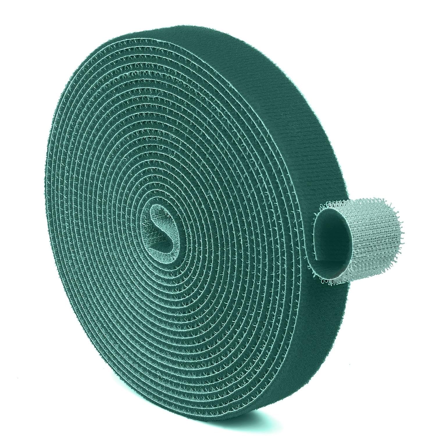 TNP Hook and Loop Tape Strap Cable Ties Fastener (Green) (15 Feet) - Sticky Self Adhesive Nylon Fabric Roll Wrap 0.75 Wide 5 Yar