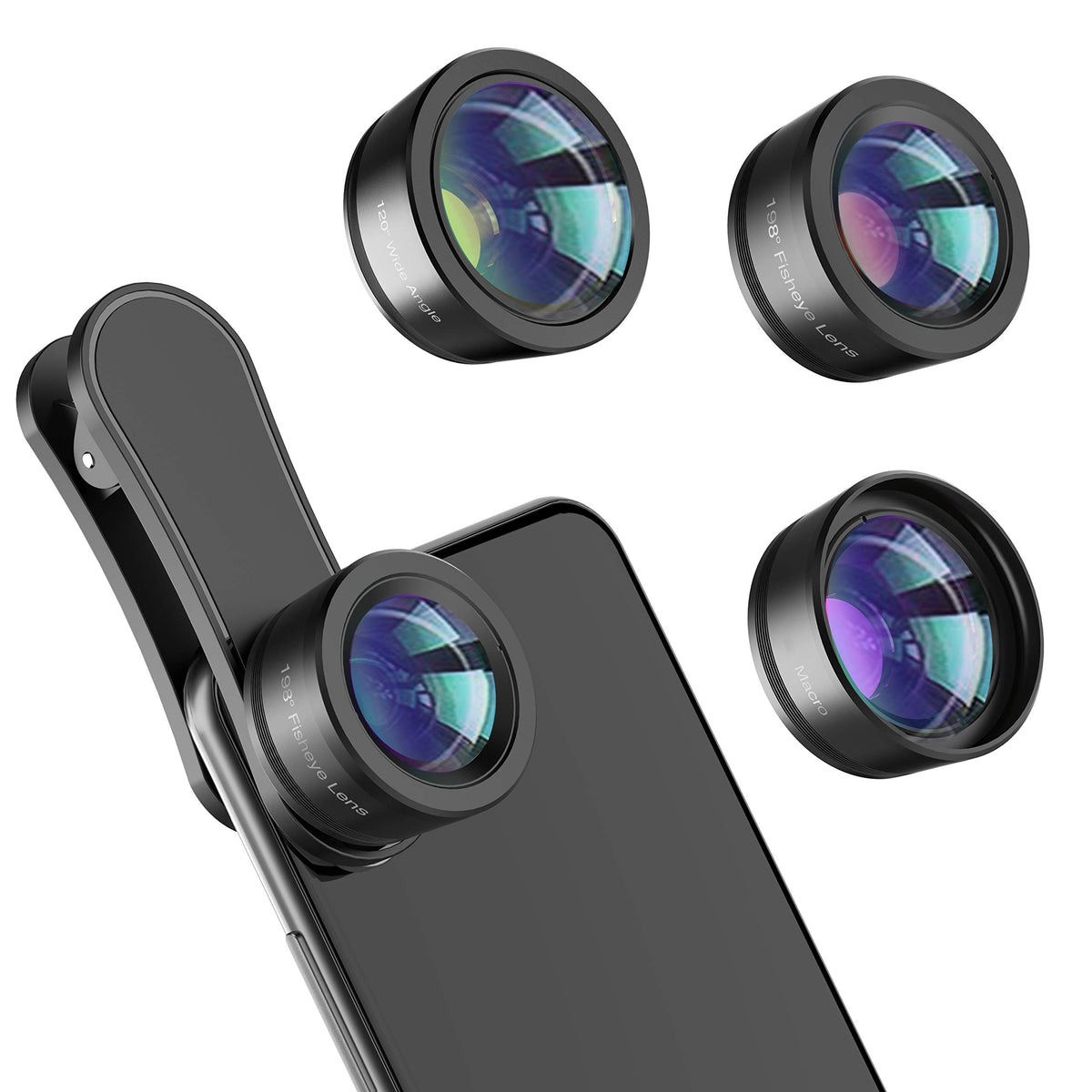 Upgraded 3 In 1 Phone Camera Lens Kit 198 Fisheye Lens + Macro Lens + 120 Wide Angle Lens,Clip On Cell Phone Lens Kit Compatible