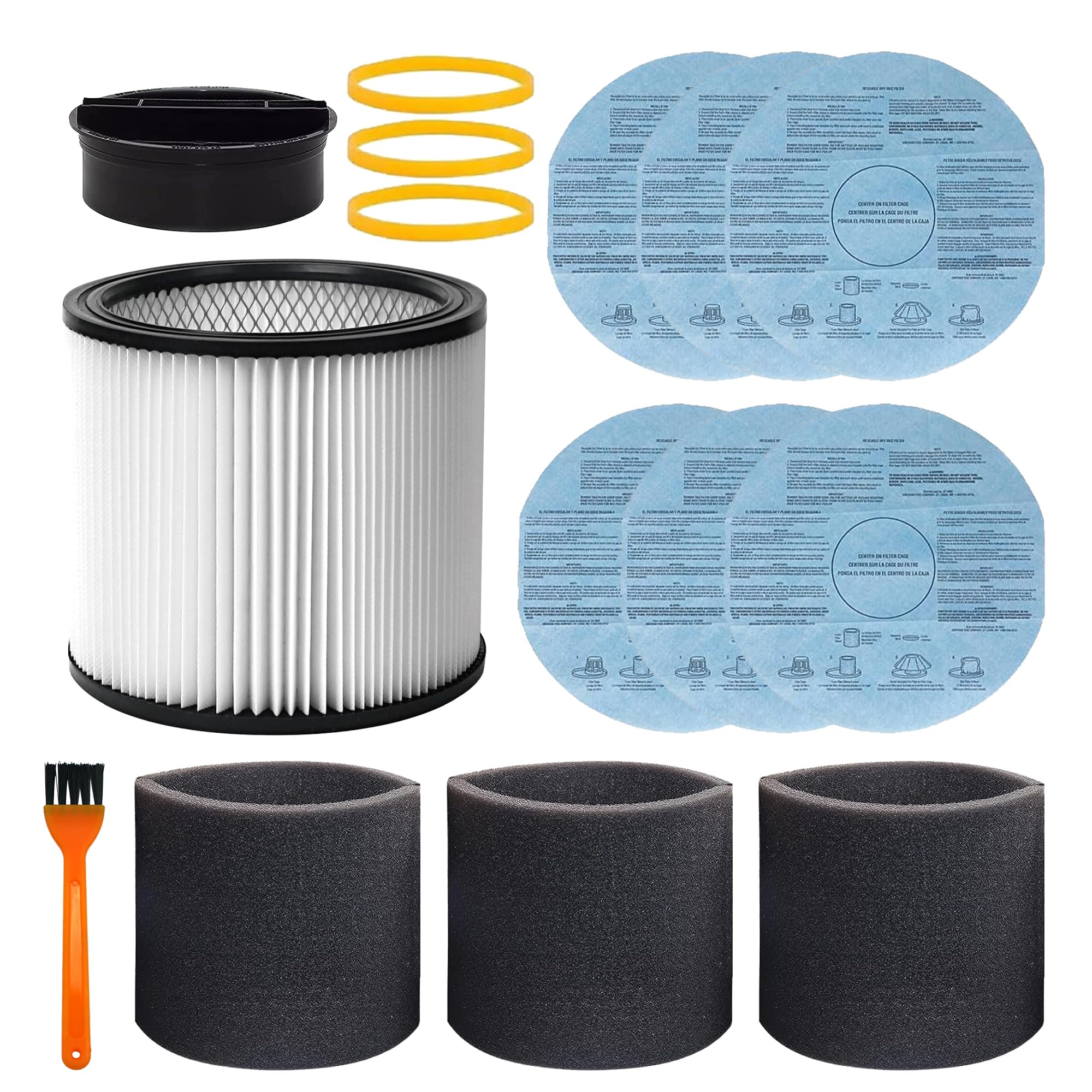 Filter Replacement 90304, 90107 Dry Filter, 90585 Foam Sleeve For Shopvac 90304, 90350, 90333,903 04 00, 9030400,5 Gallon Up Wet