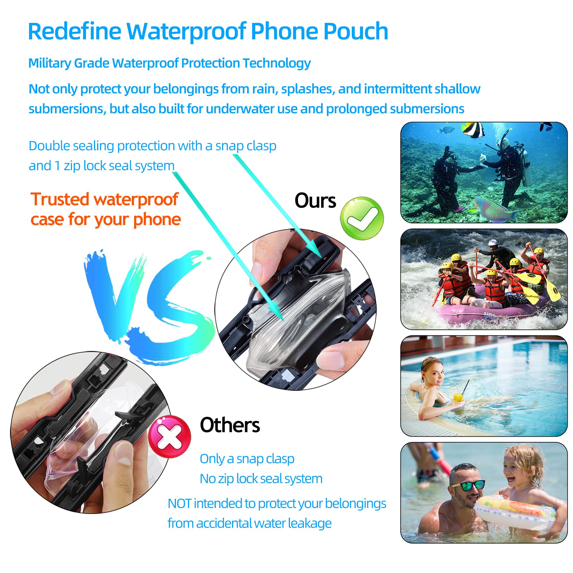 Airuntech Waterproof Phone Pouch,Waterproof Phone Case With Lanyard Protector For Iphone 16 15 14 13 12 11 Pro Max,Waterproof Ce