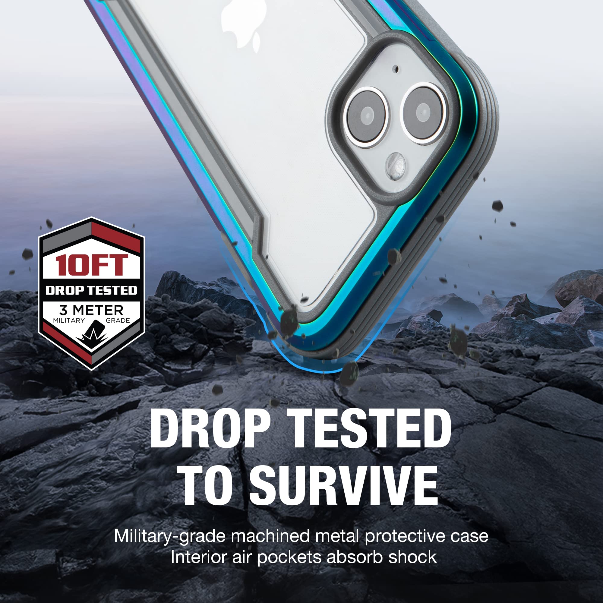 Raptic Shield Case For Iphone 13, Iphone 14 , Shockproof Protective, Clear, Military 10Ft Drop Tested, Durable Aluminum Frame, A