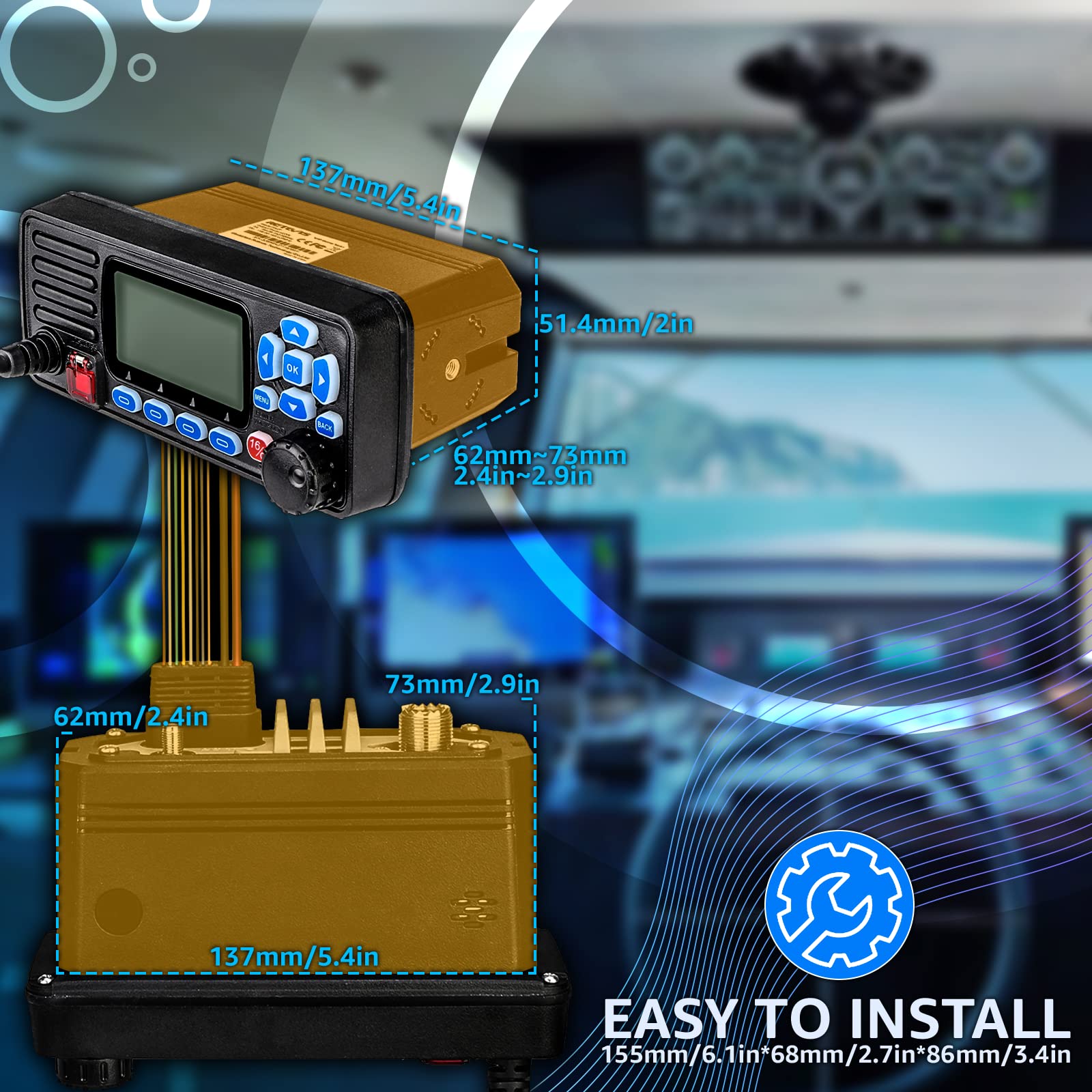 Retevis Ra27 Fixed Mount Marine Radio With Gps,Waterproof Ip67,Triple Watch,Dsc,Emergency Noaa Weather,All Usa/International/Canadian Marine Channels,Ship To Shore Radio For Boats,Black