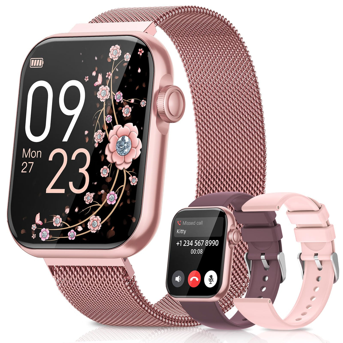 Akumaka Smart Watches For Women,Fitness Tracker Watch For Android Phones/Iphone Compatible,1.85 '' Womens Watch With Blood Press