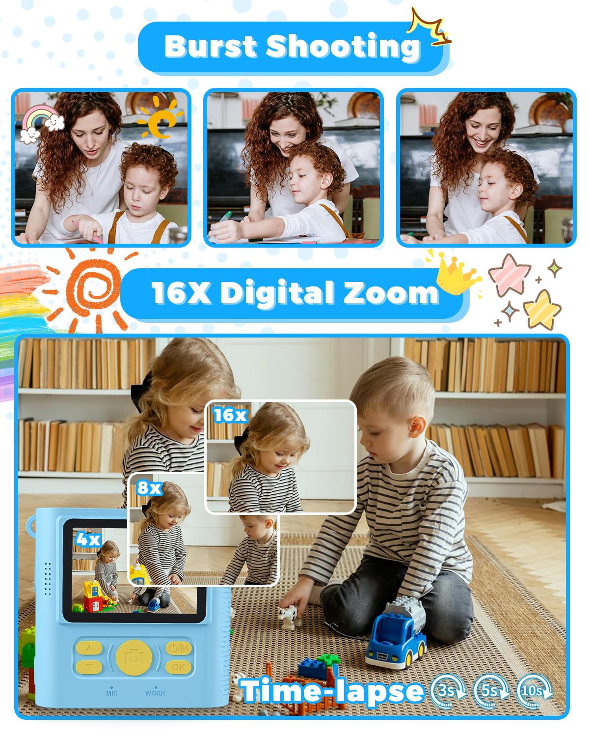 Fkateen Instant Print Camera For Kids, 1080P Hd Kids Digital Cameras Instant Print Photos With 32Gb Sd Card, Christmas Birthday